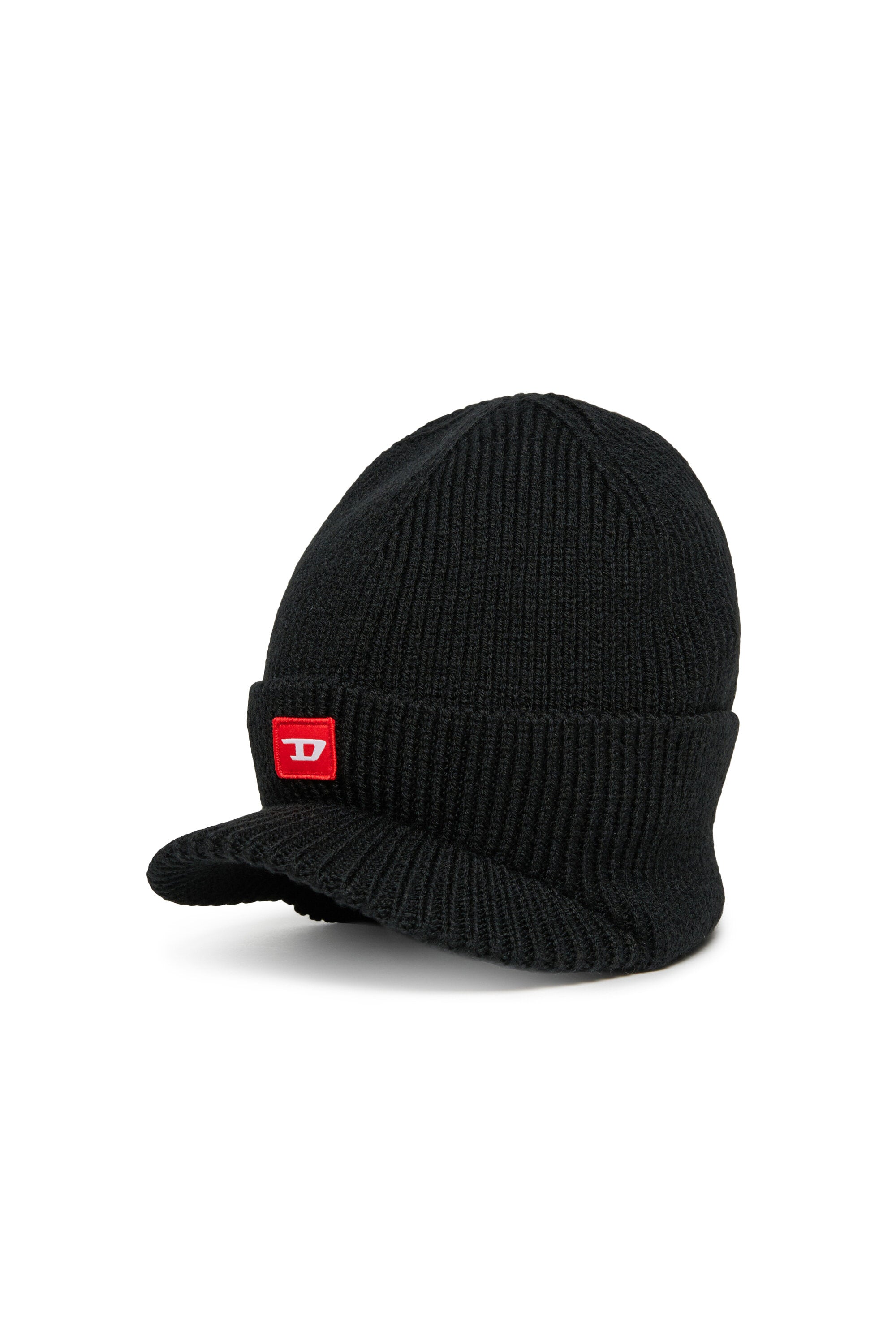 Wool-blend beanie with visor