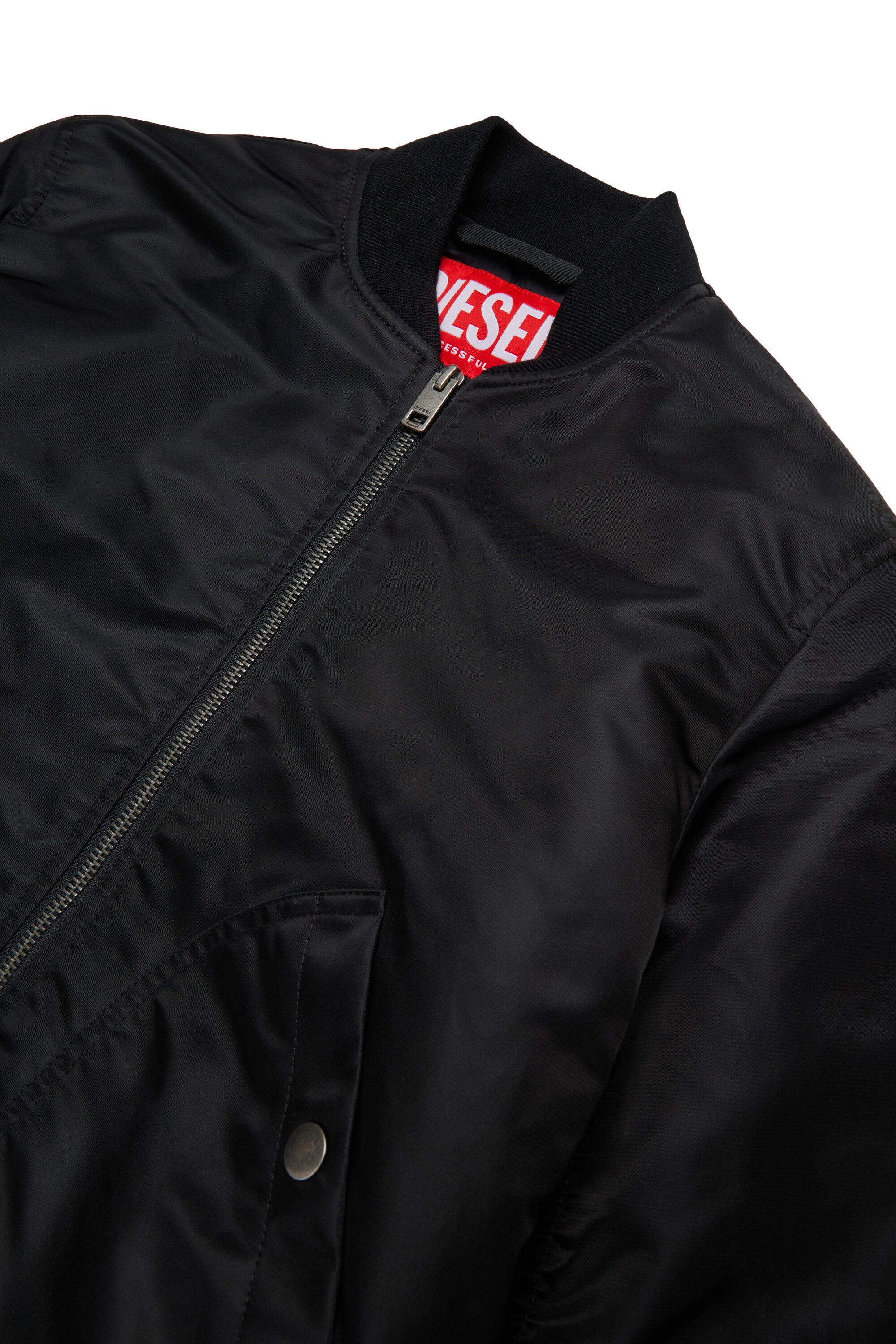 Gabardine bomber jacket with branded maxi logo