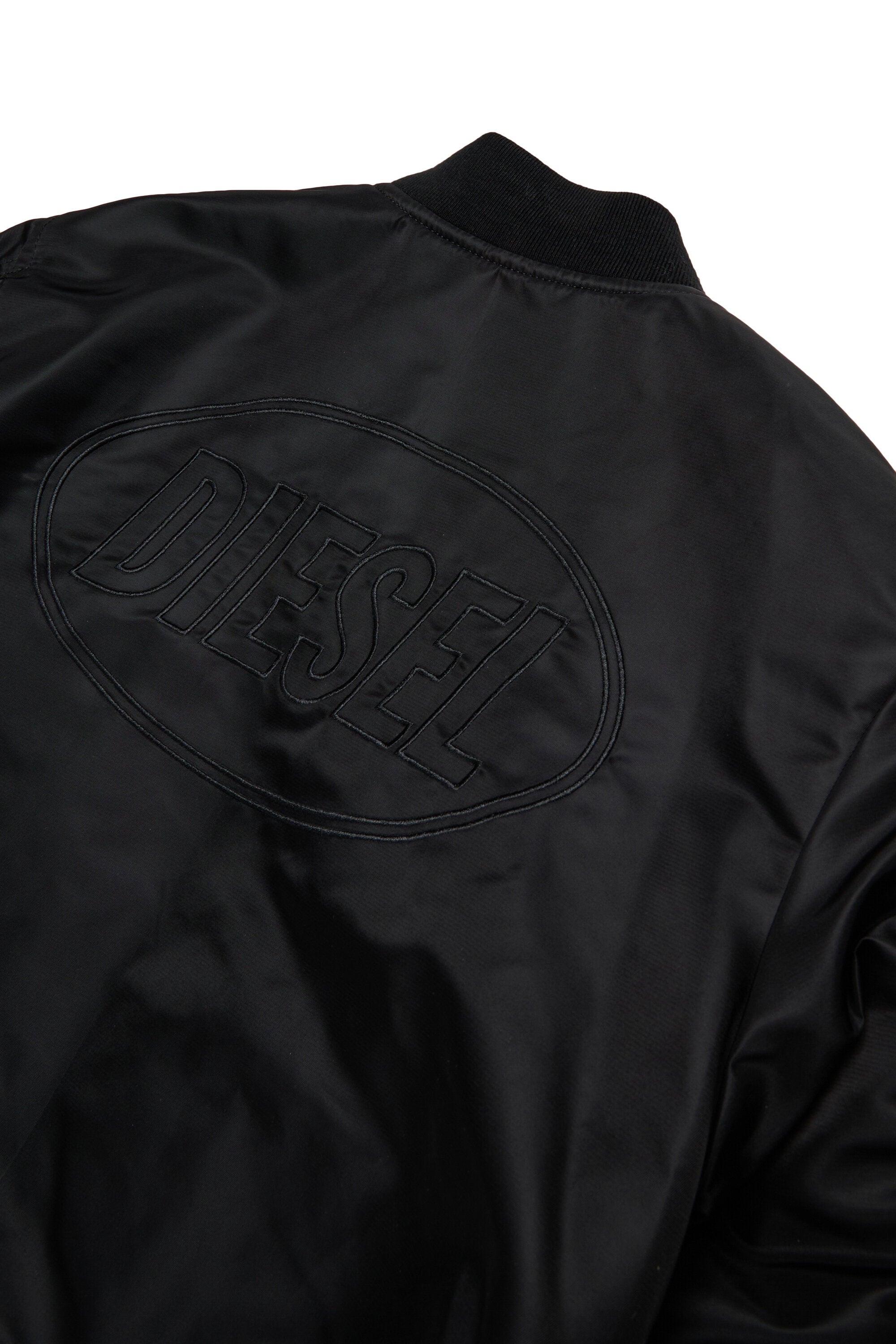 Gabardine bomber jacket with branded maxi logo