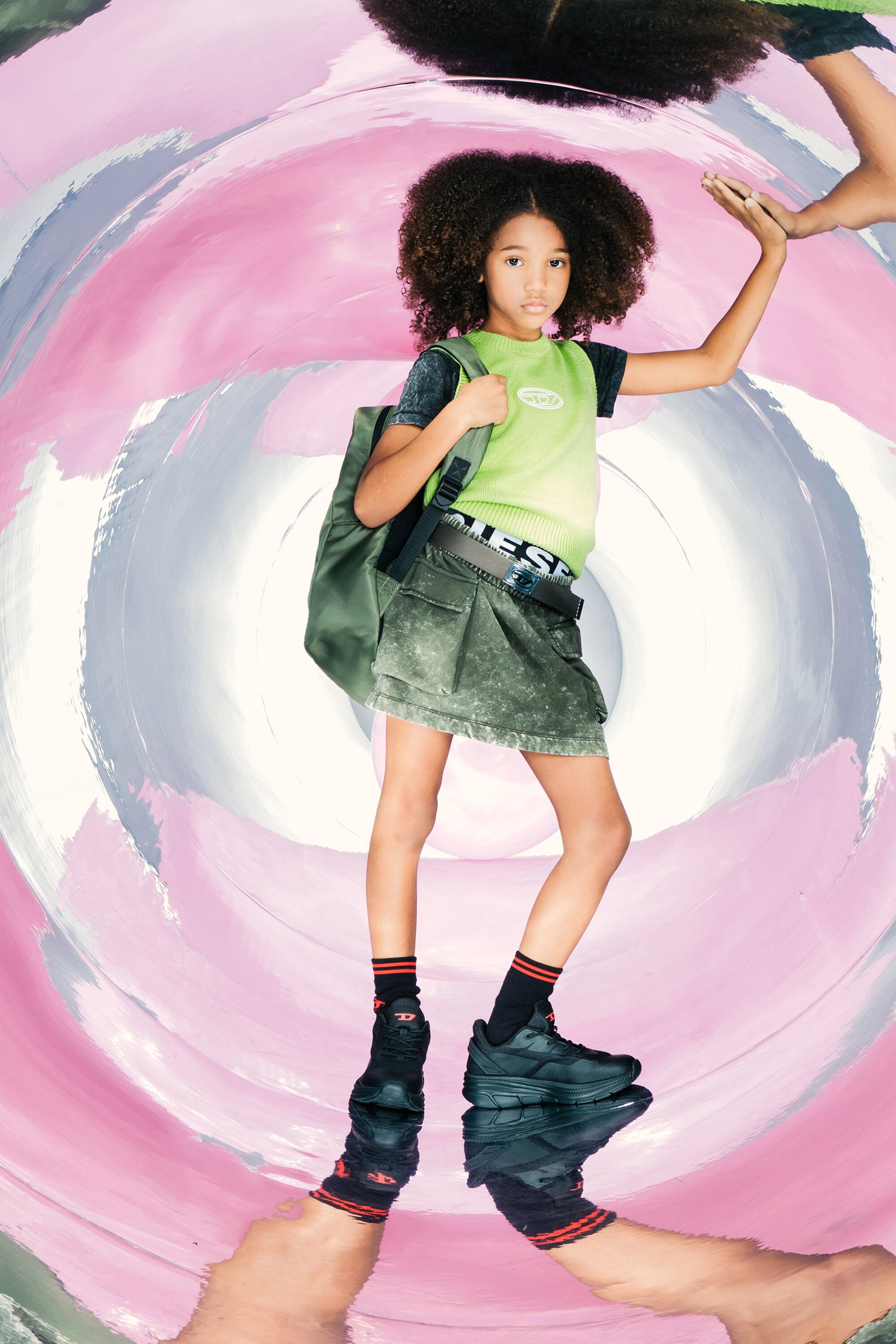 霜降りフリース・カーゴ・ミニスカート