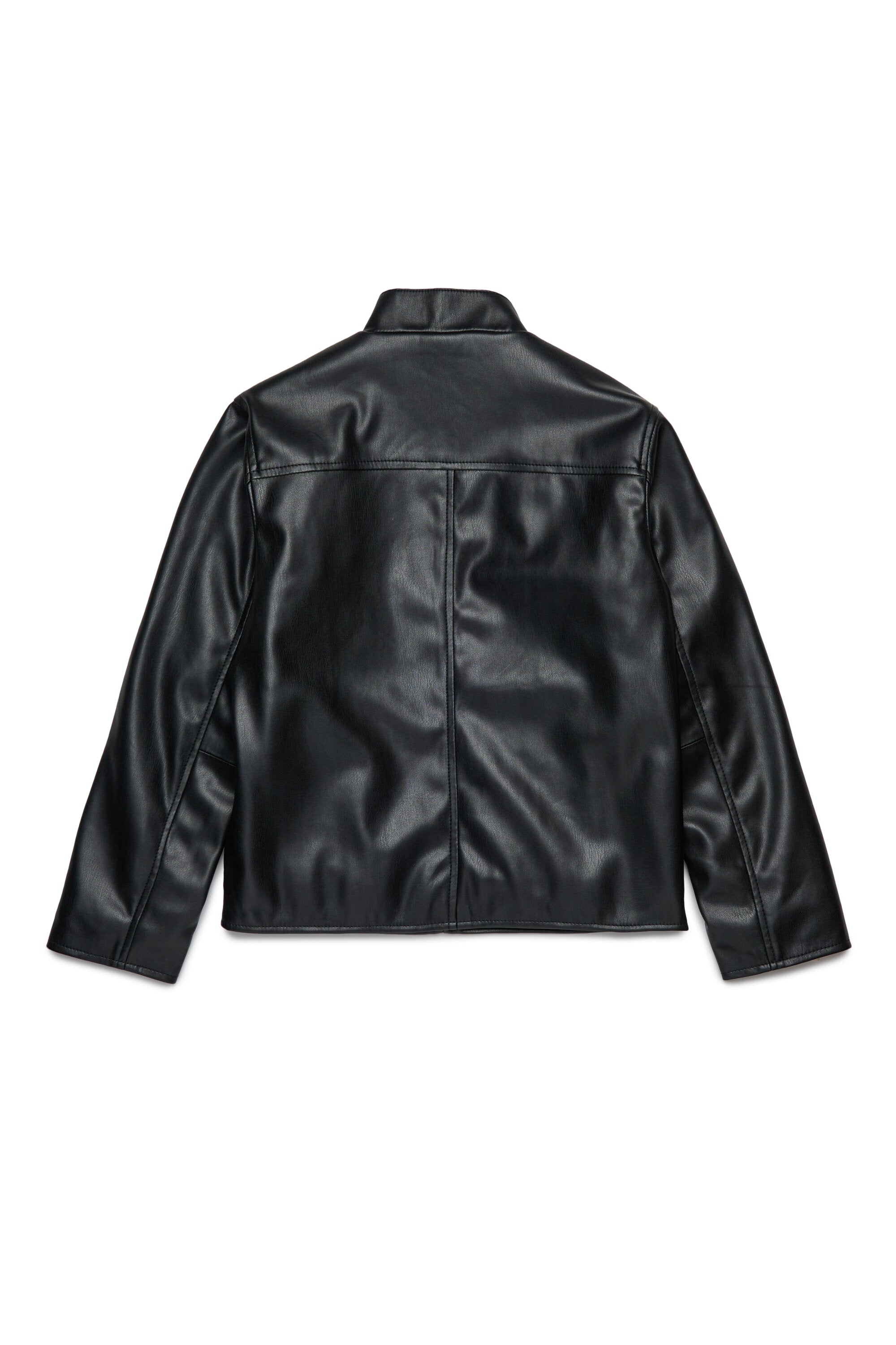 Coated fabric biker jacket with maxi logo