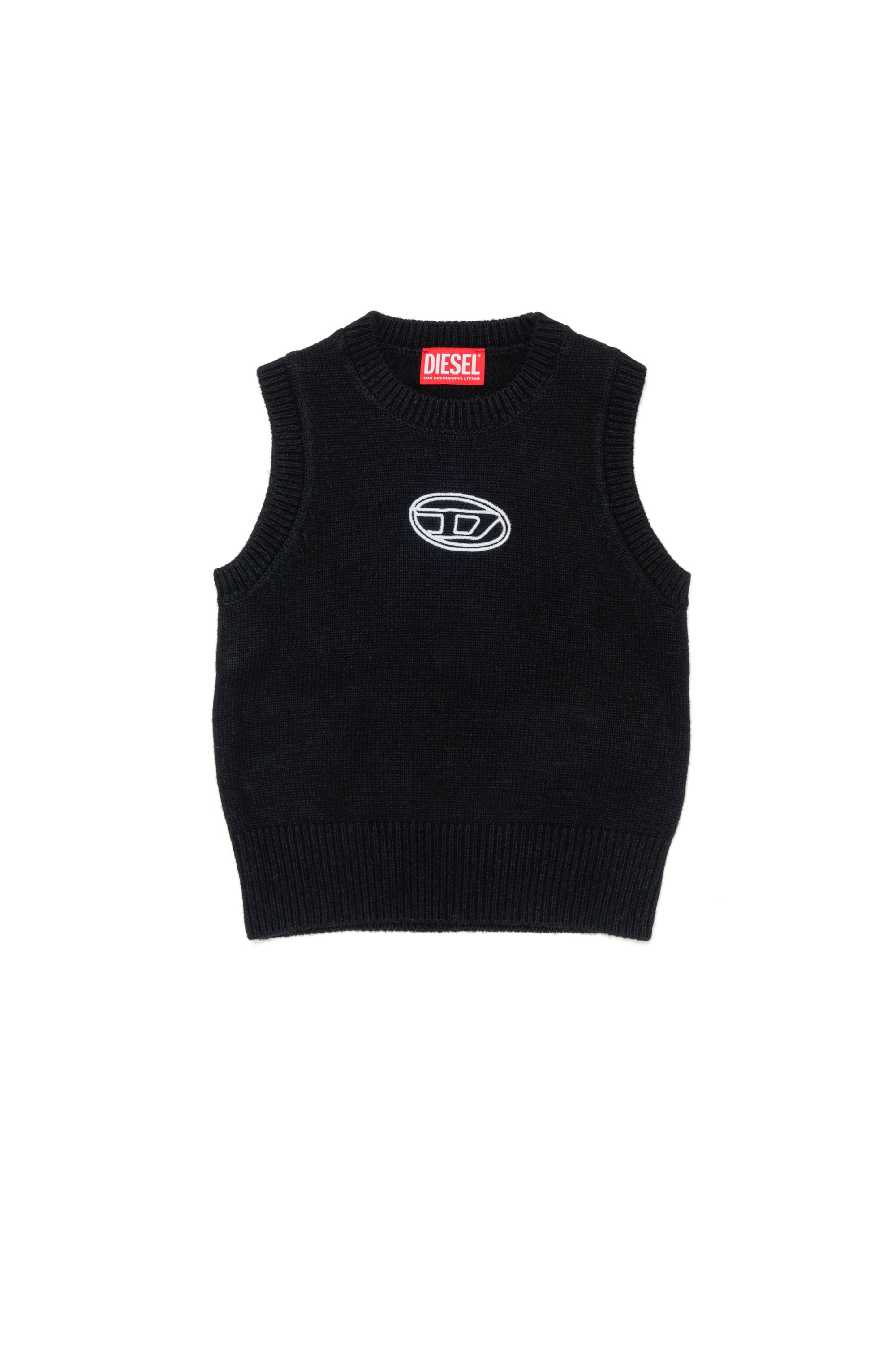 Cashmere blend vest branded with Oval D logo