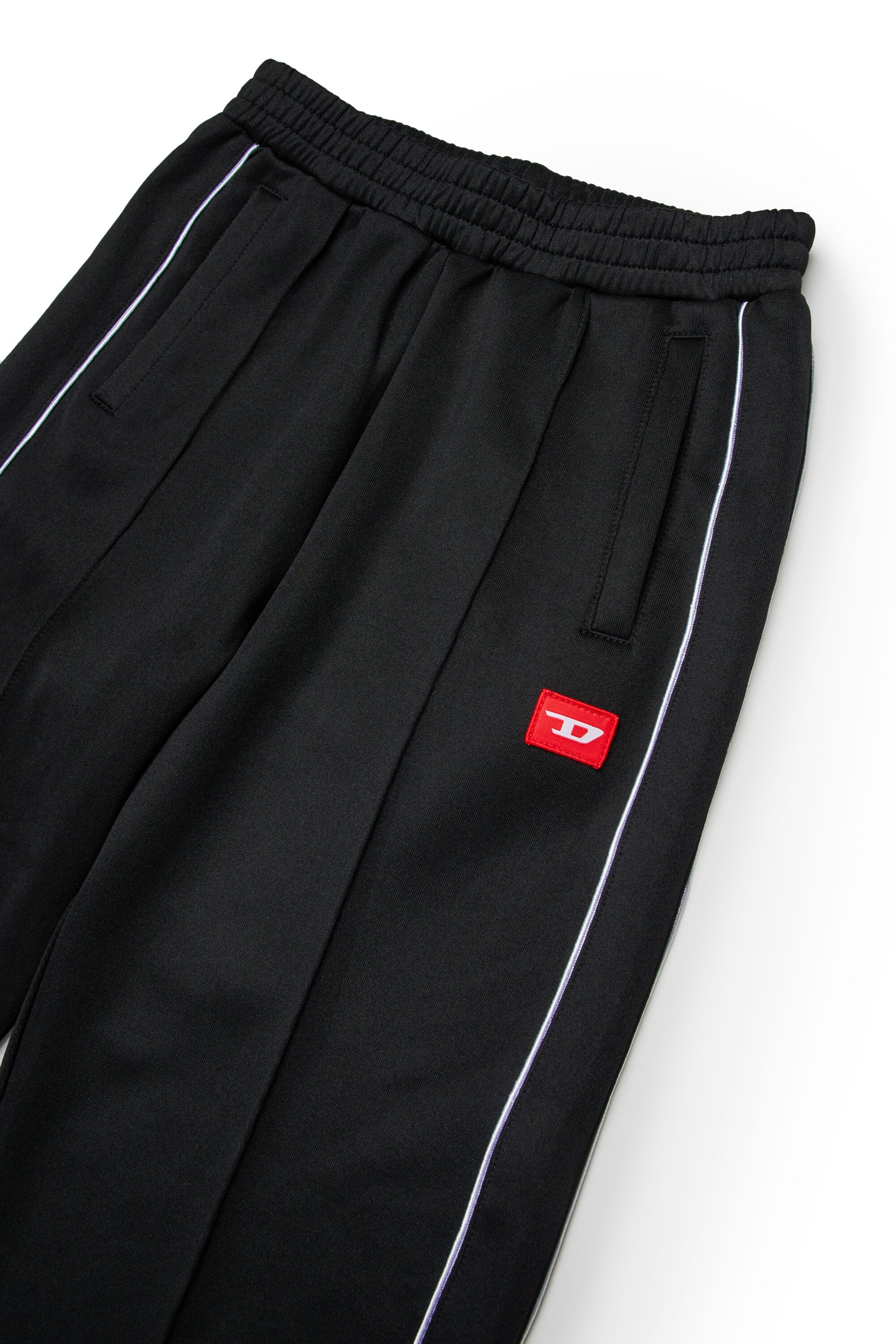 Triacetate balloon pants with red D patch