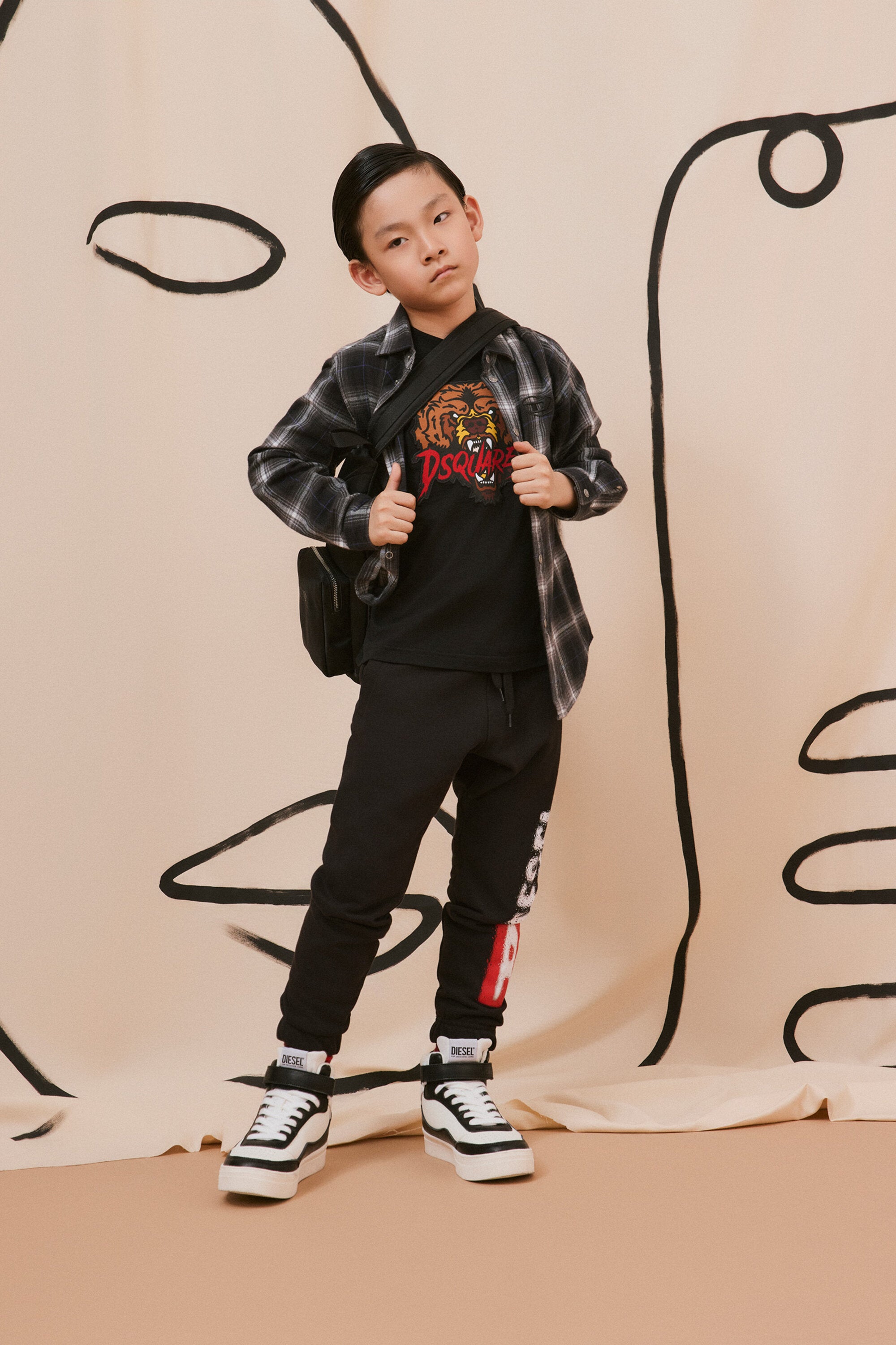 ロゴ入りオールオーバー・チェック・フランネル・シャツ