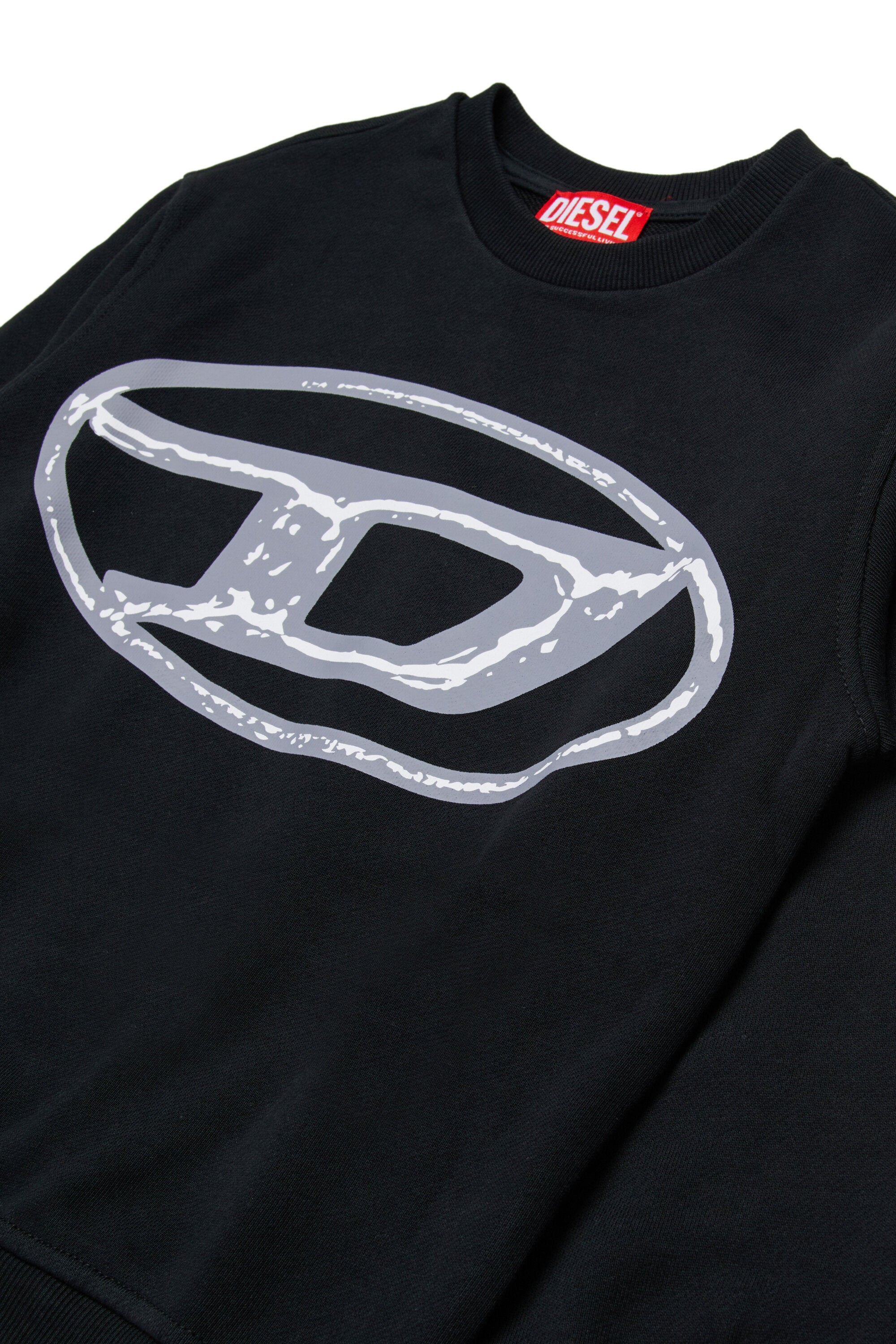 ツートーンのオーバルDブランドマキシロゴ入りクルーネックスウェットシャツ