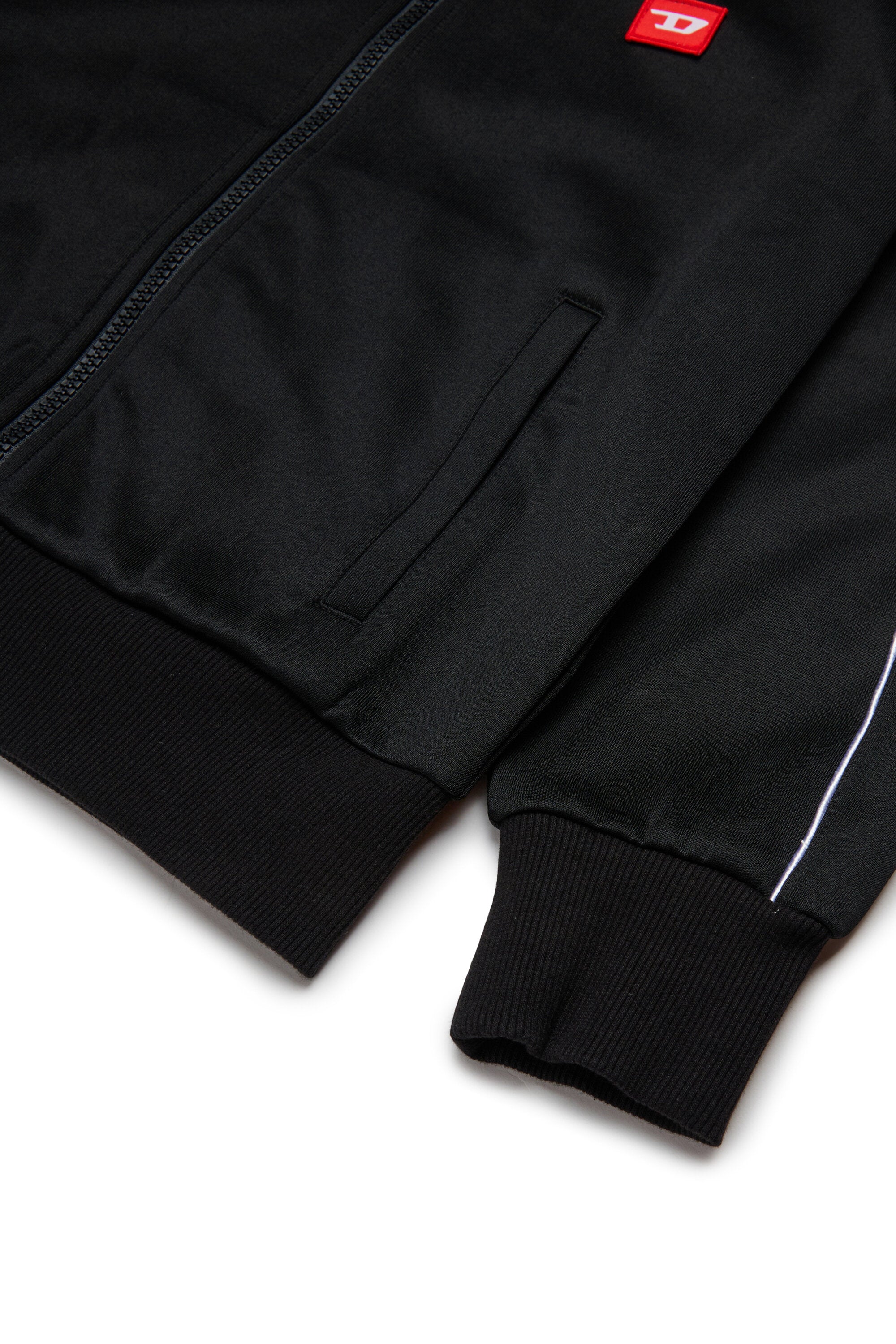 Triacetate sweatshirt with zip and red D patch