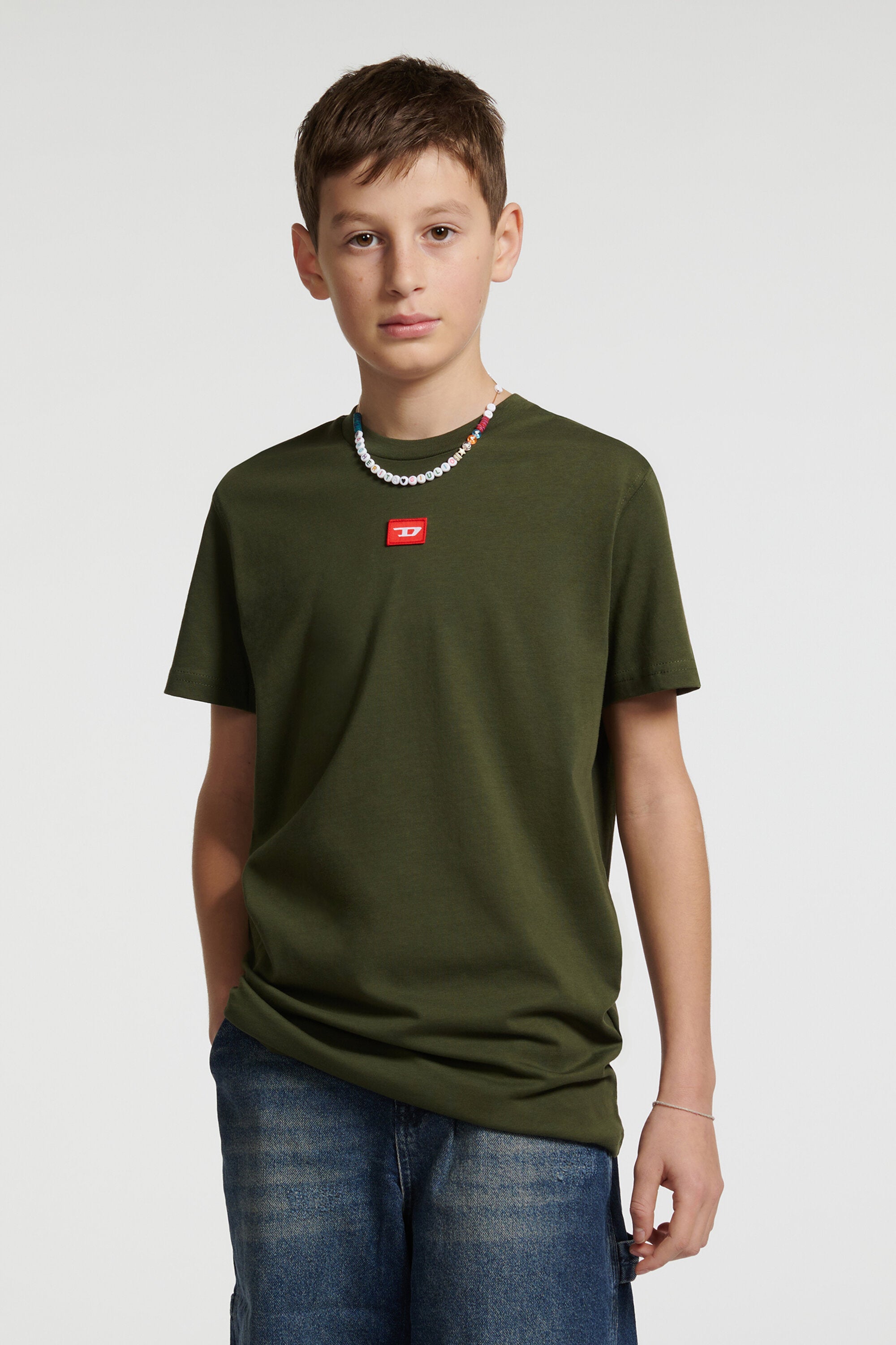 ジャージー素材Tシャツ(赤Dパッチ付き