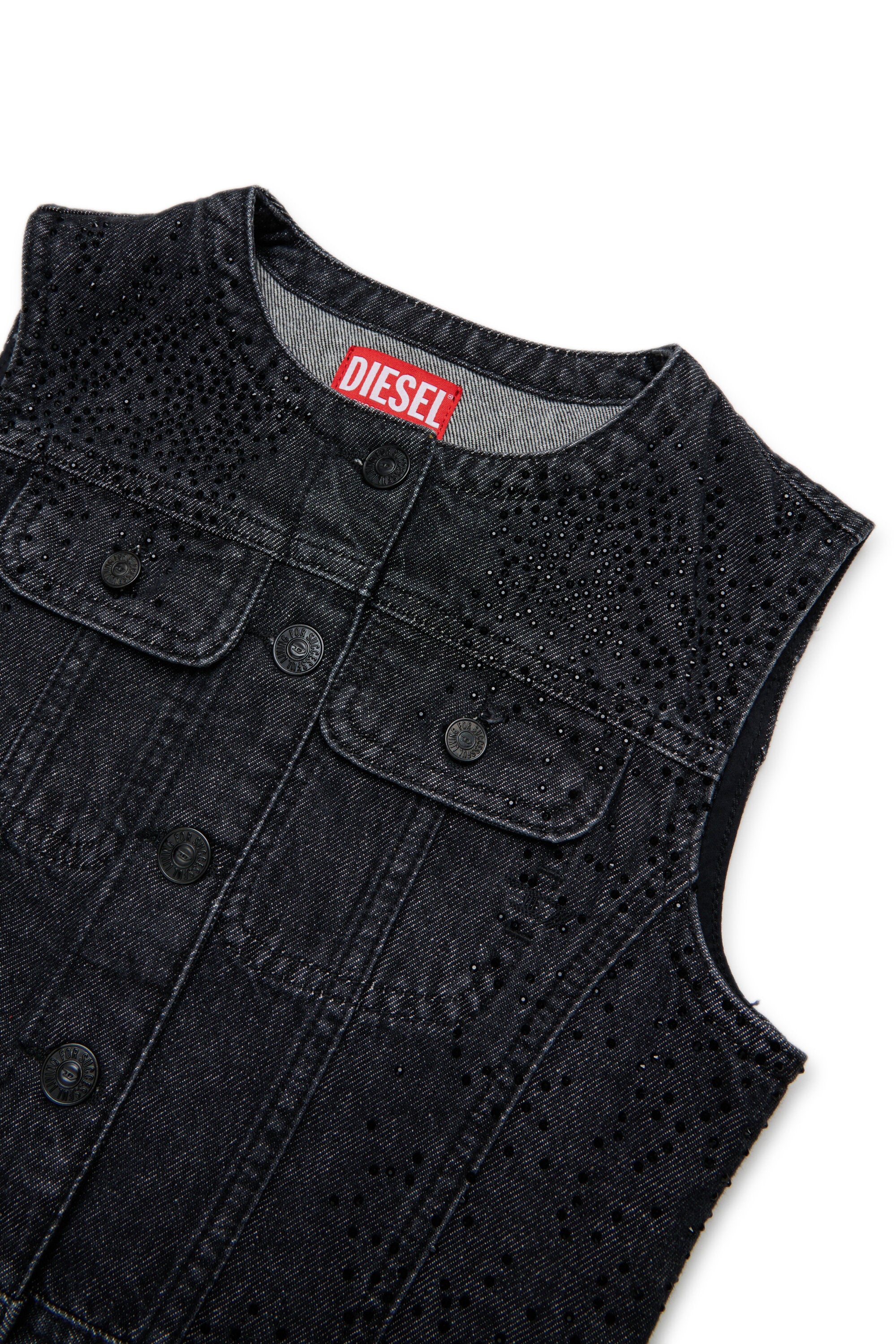 Black denim vest with hotfix