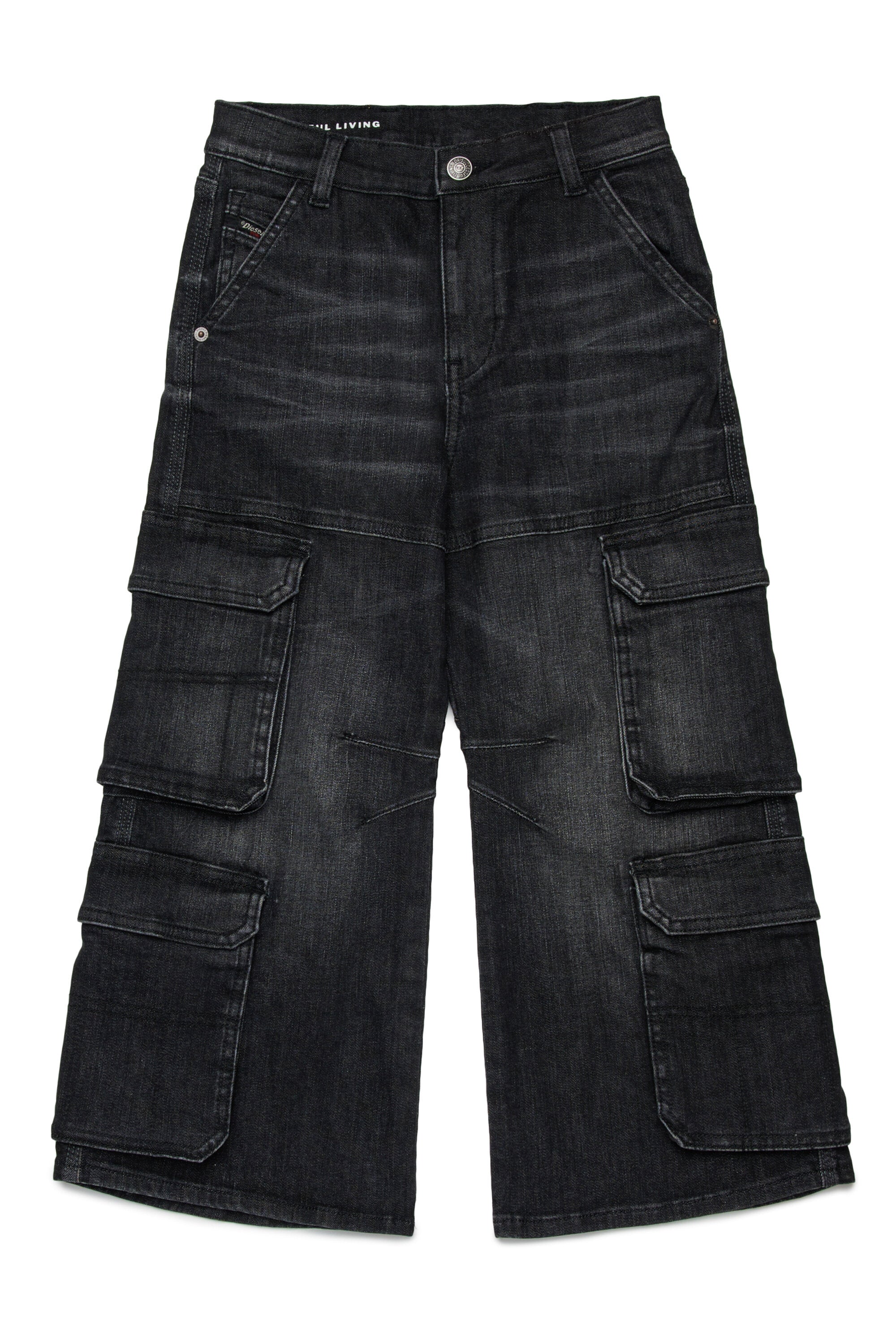Black relaxed jeans with lived-in effect - D-Argjx Cargo