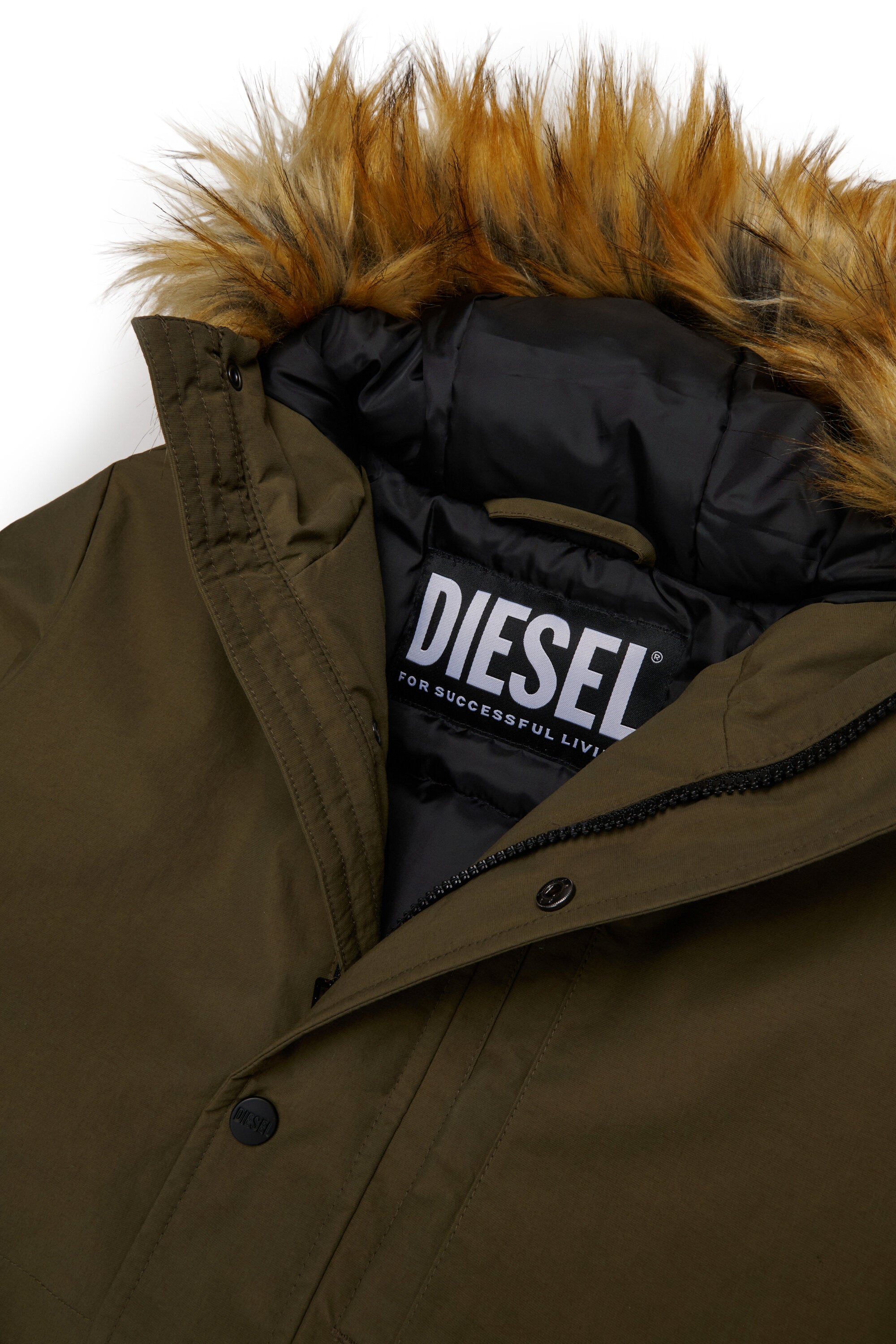 Padded jacket with faux fur hood