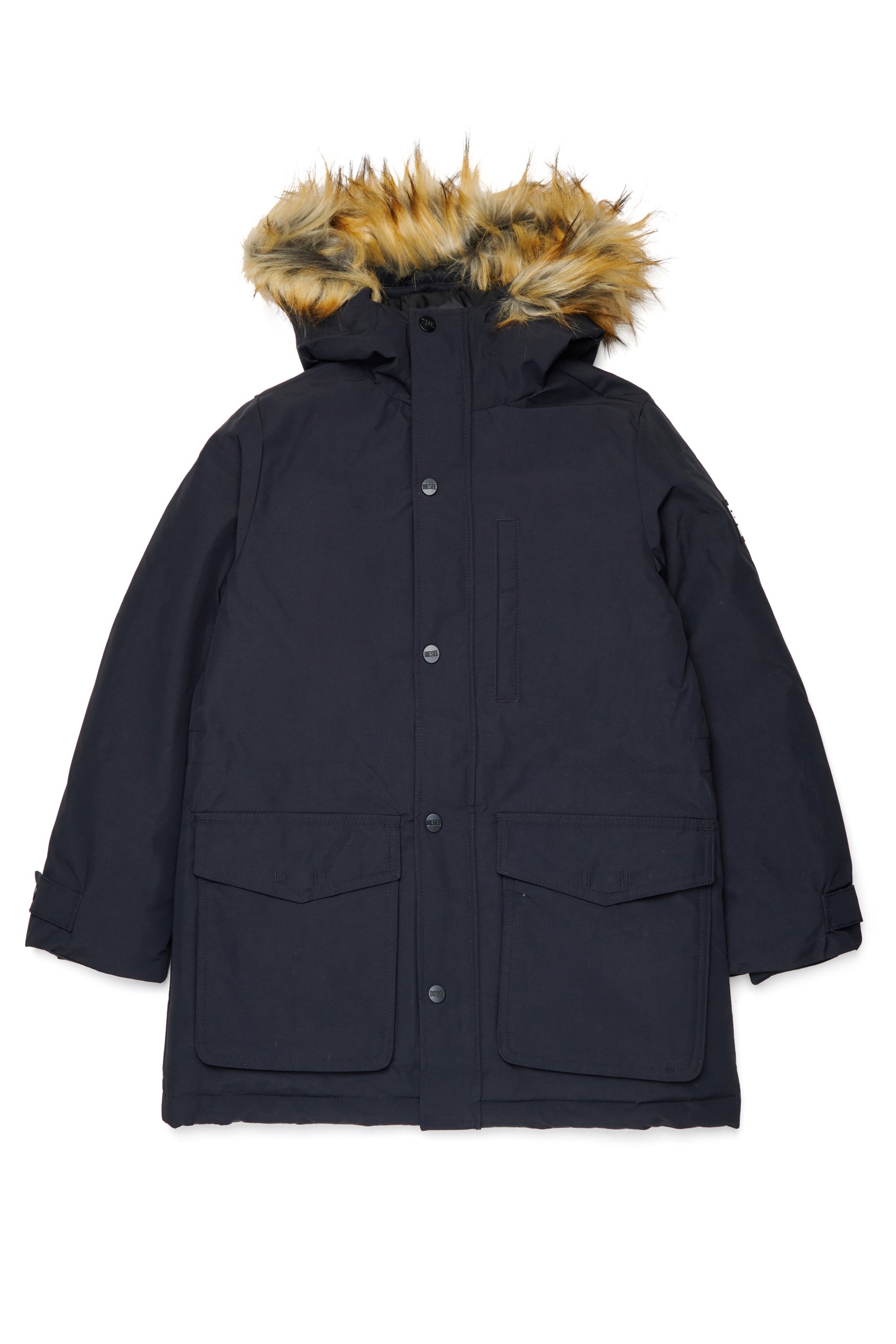 Padded jacket with faux fur hood