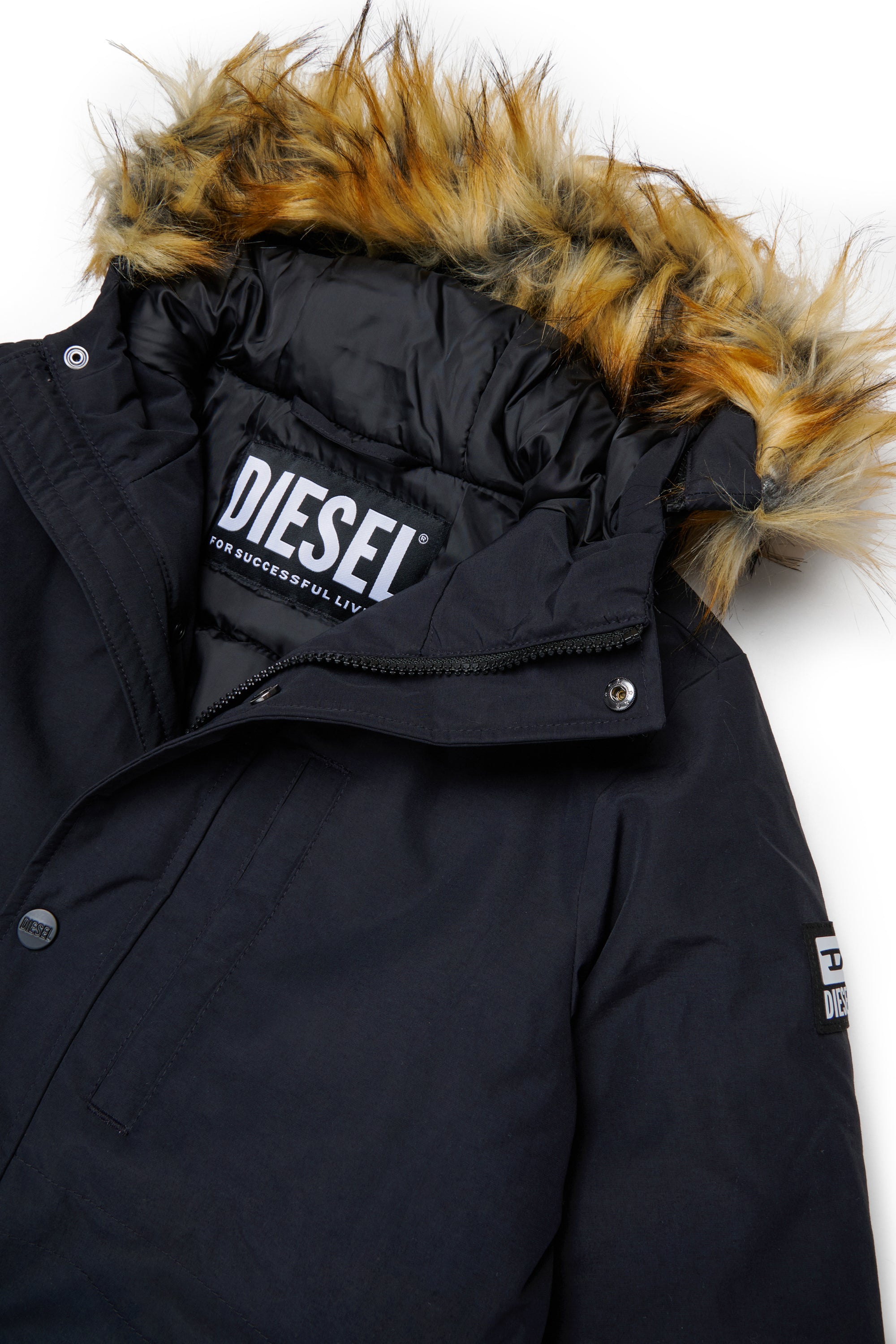 Padded jacket with faux fur hood