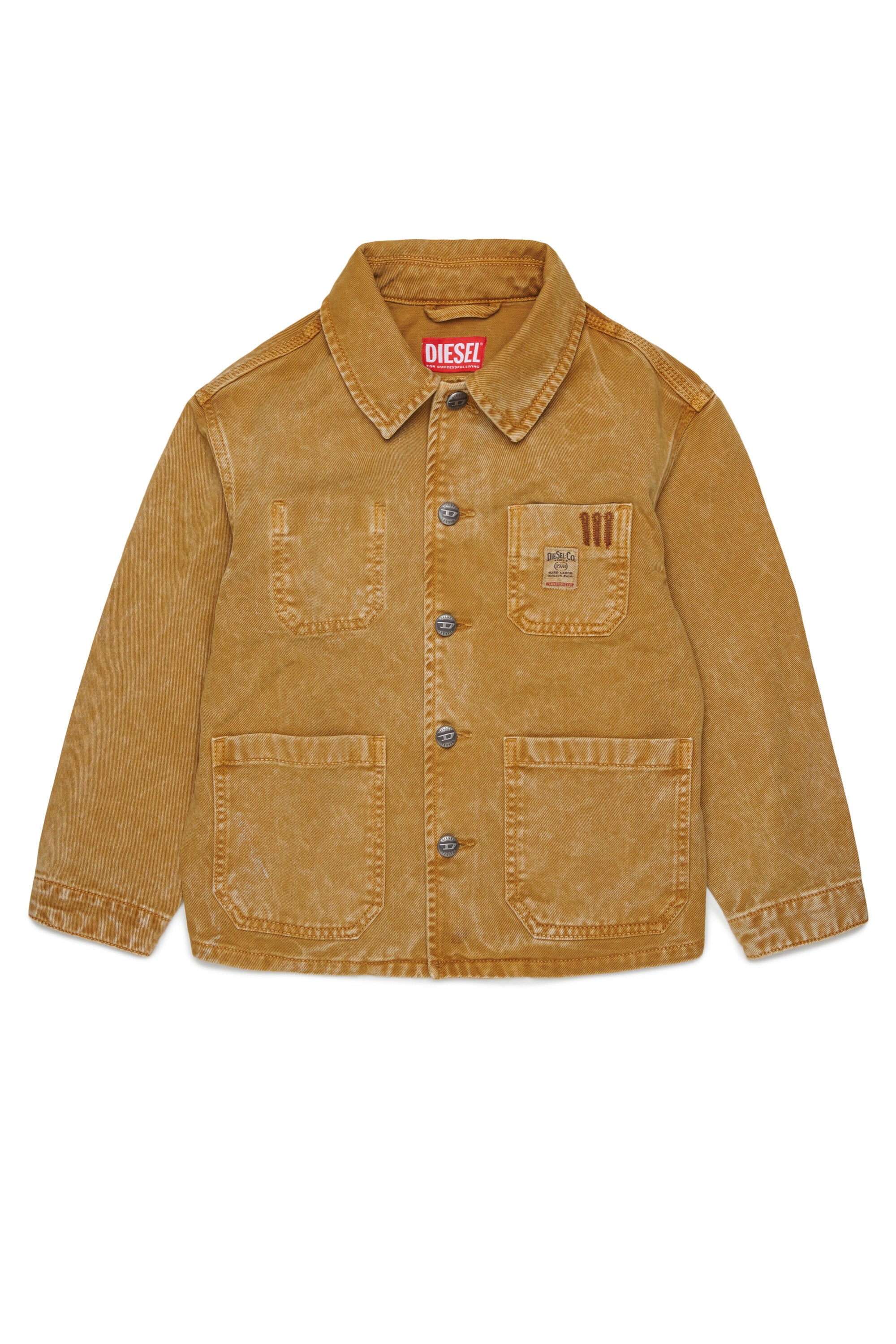 Denim jacket with printed logo