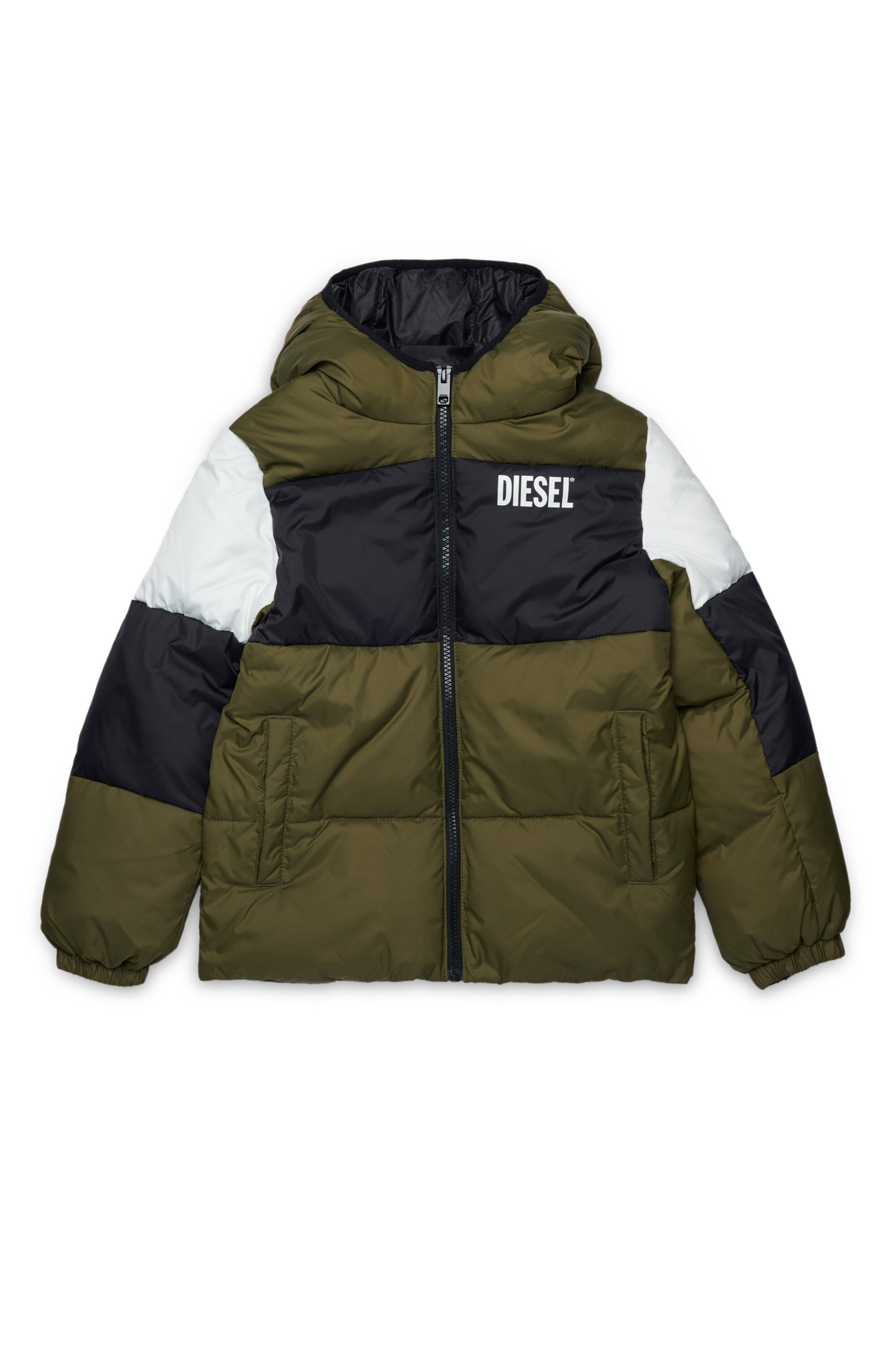 Colorblock padded jacket with logo