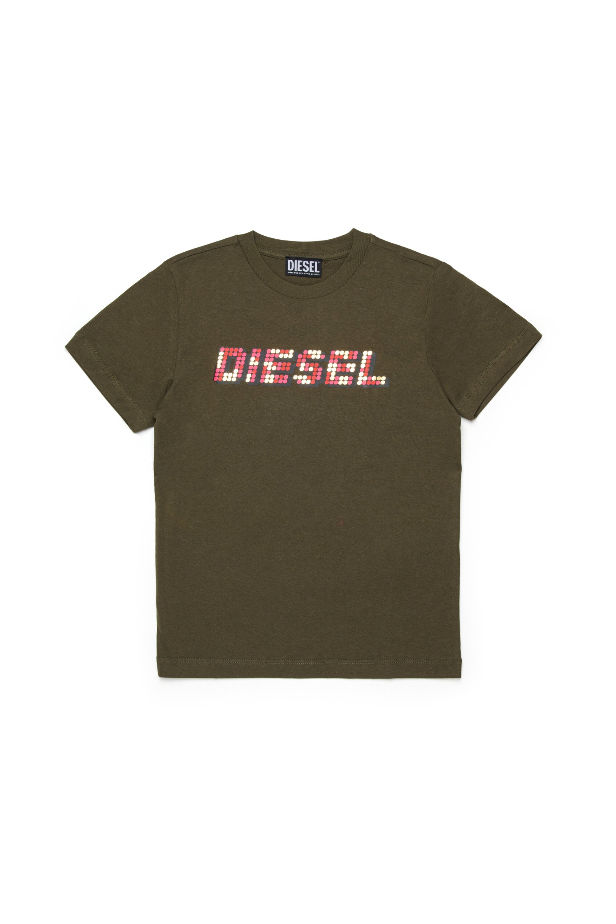 マルチカラーのロゴ入りTシャツ