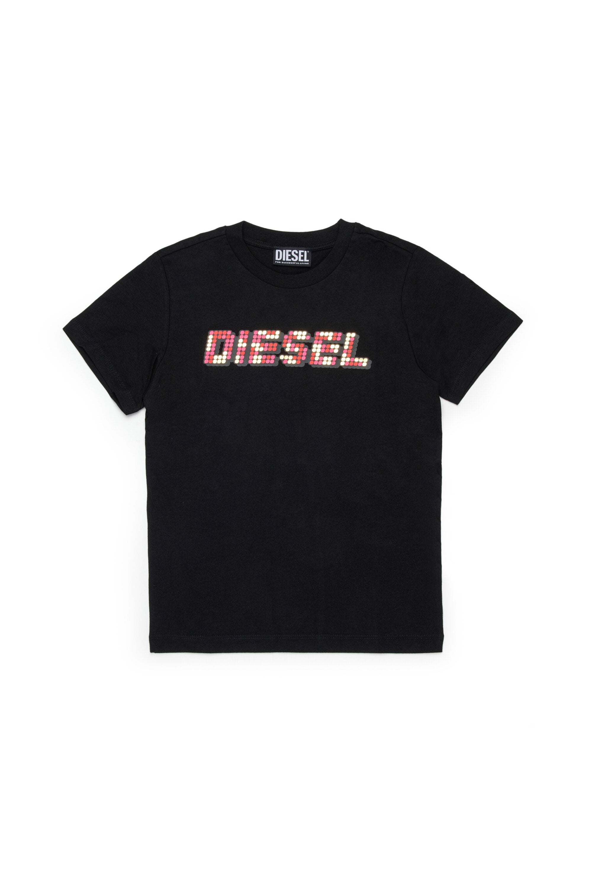 マルチカラーのロゴ入りTシャツ