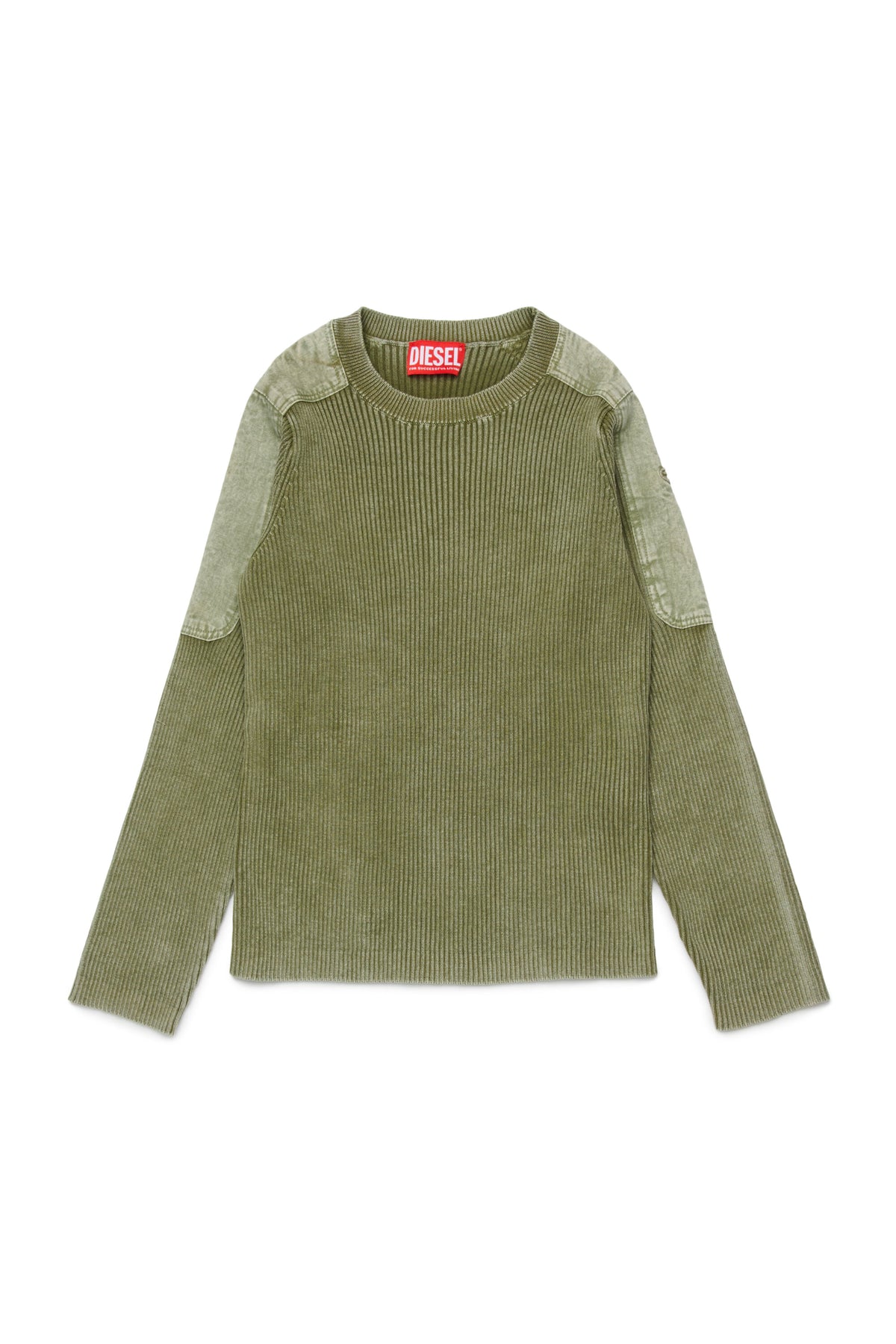 Ribbed crewneck pullover with logo