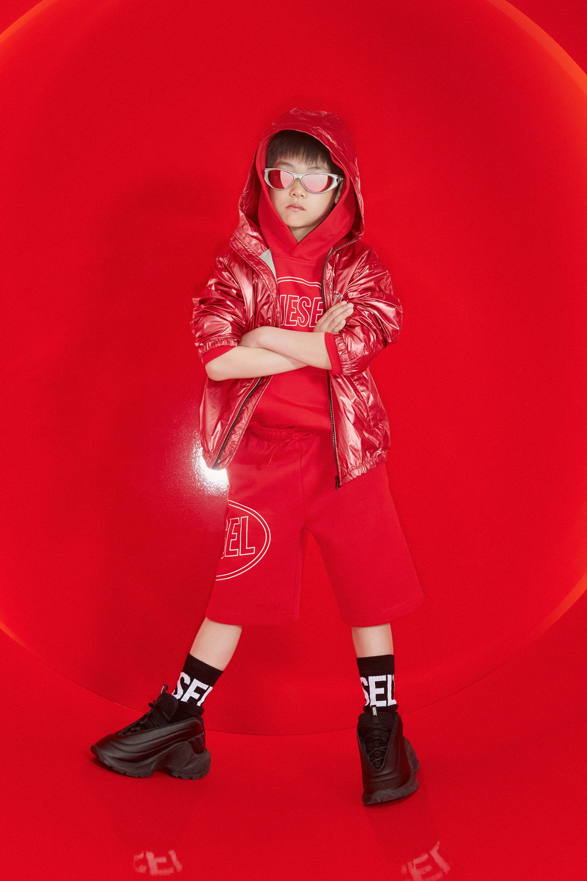 Fleece shorts with logo