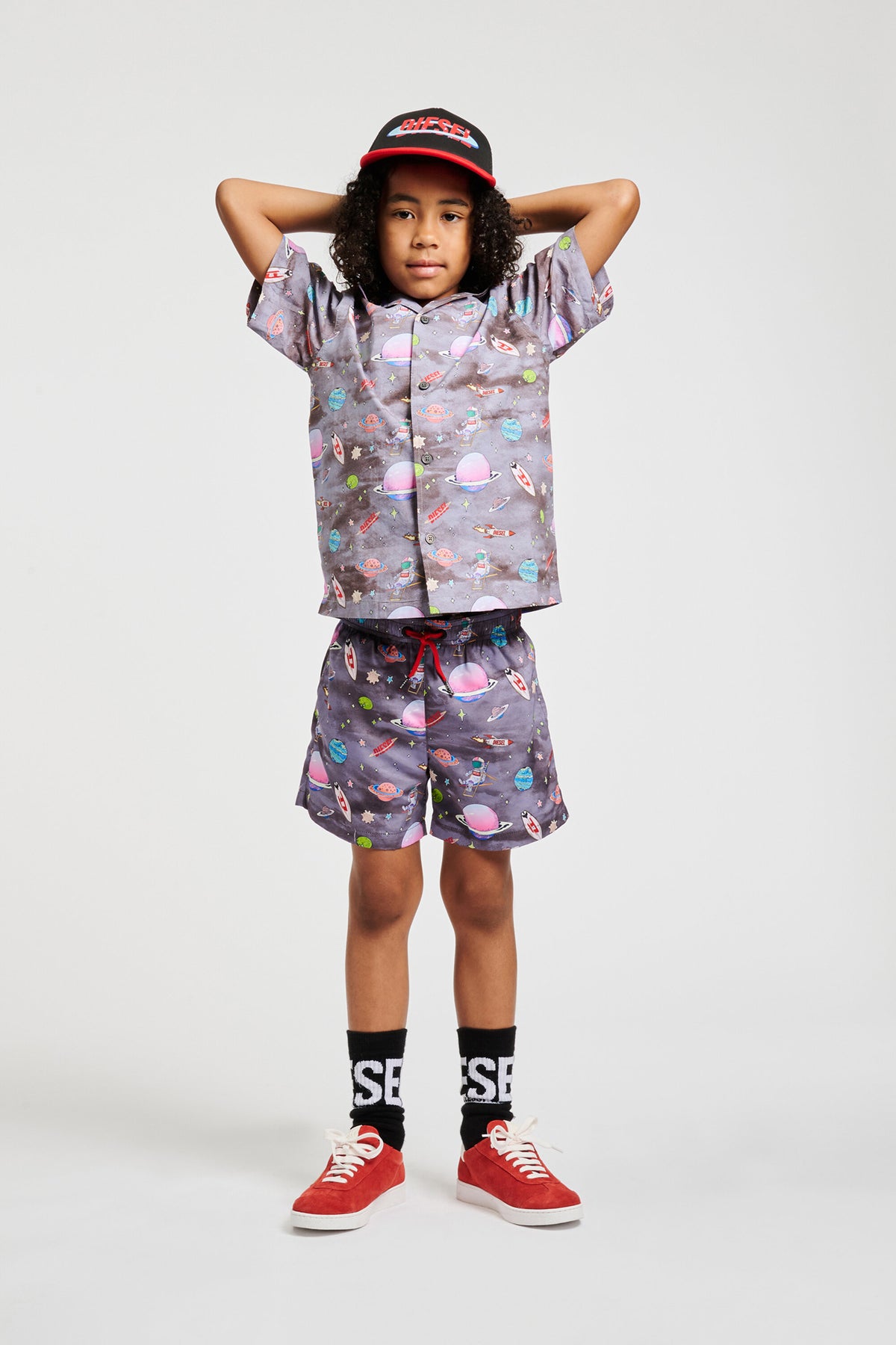 Boxer swimsuit with all-over prints