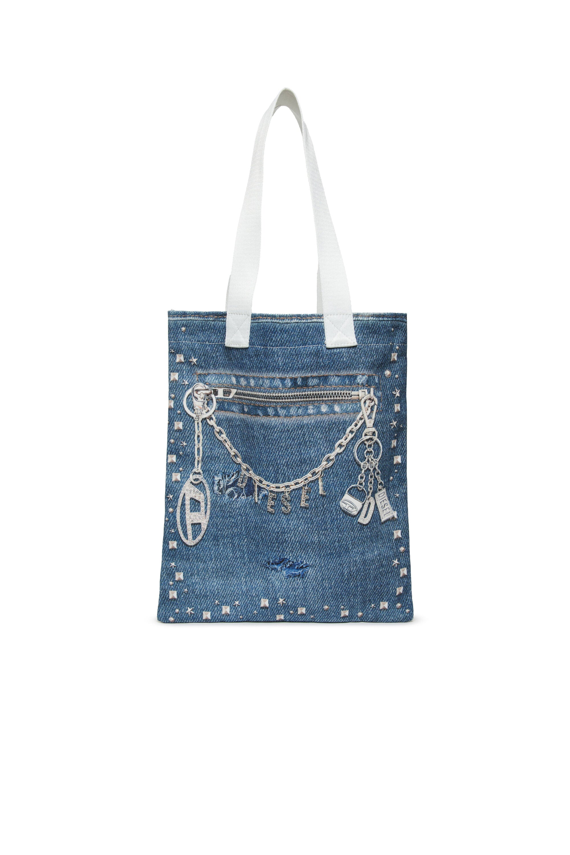 Wrisy tote bag with denim effect