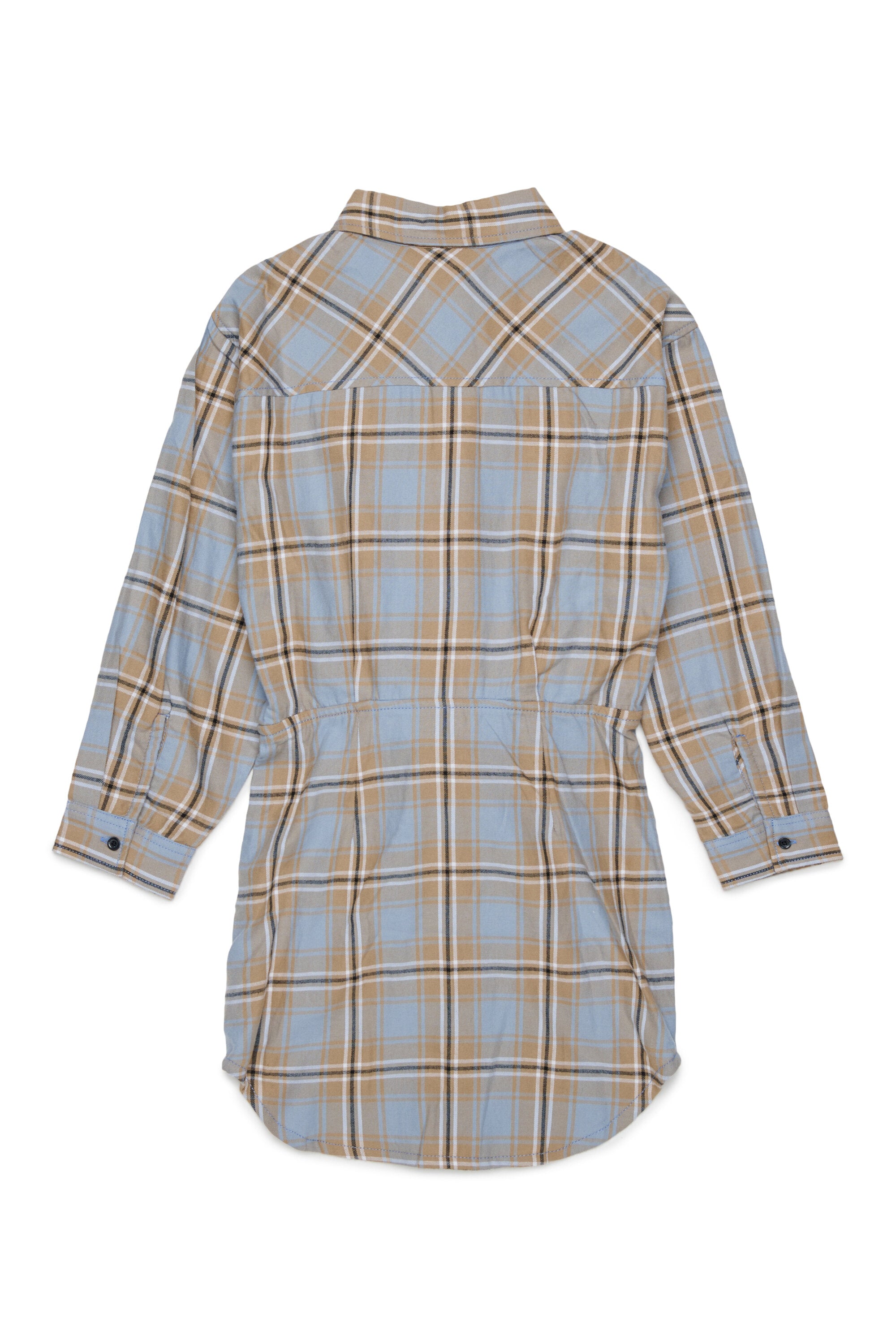 ロゴ入りチェック柄シャツワンピース
