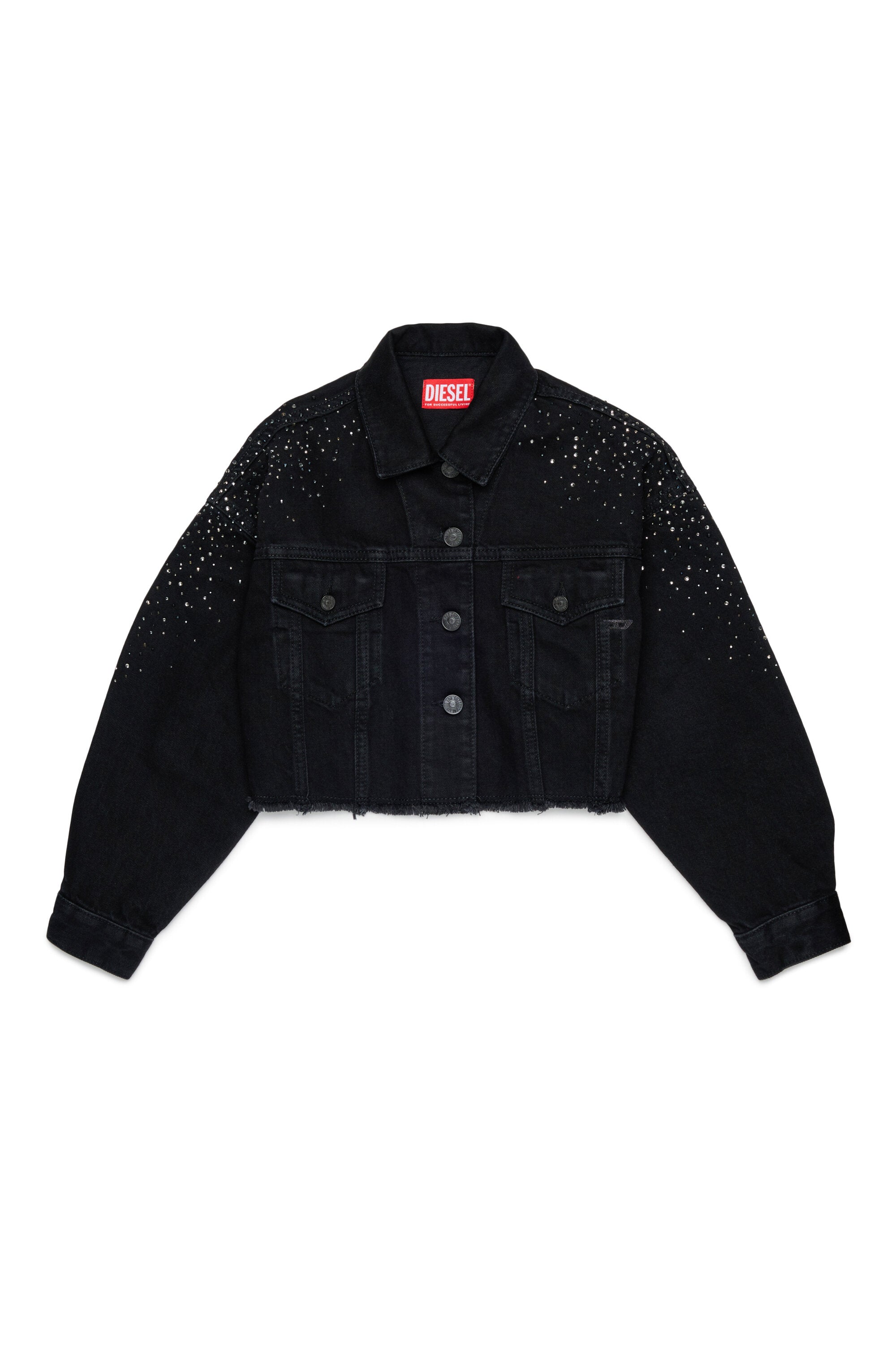 Denim jacket with appliqués
