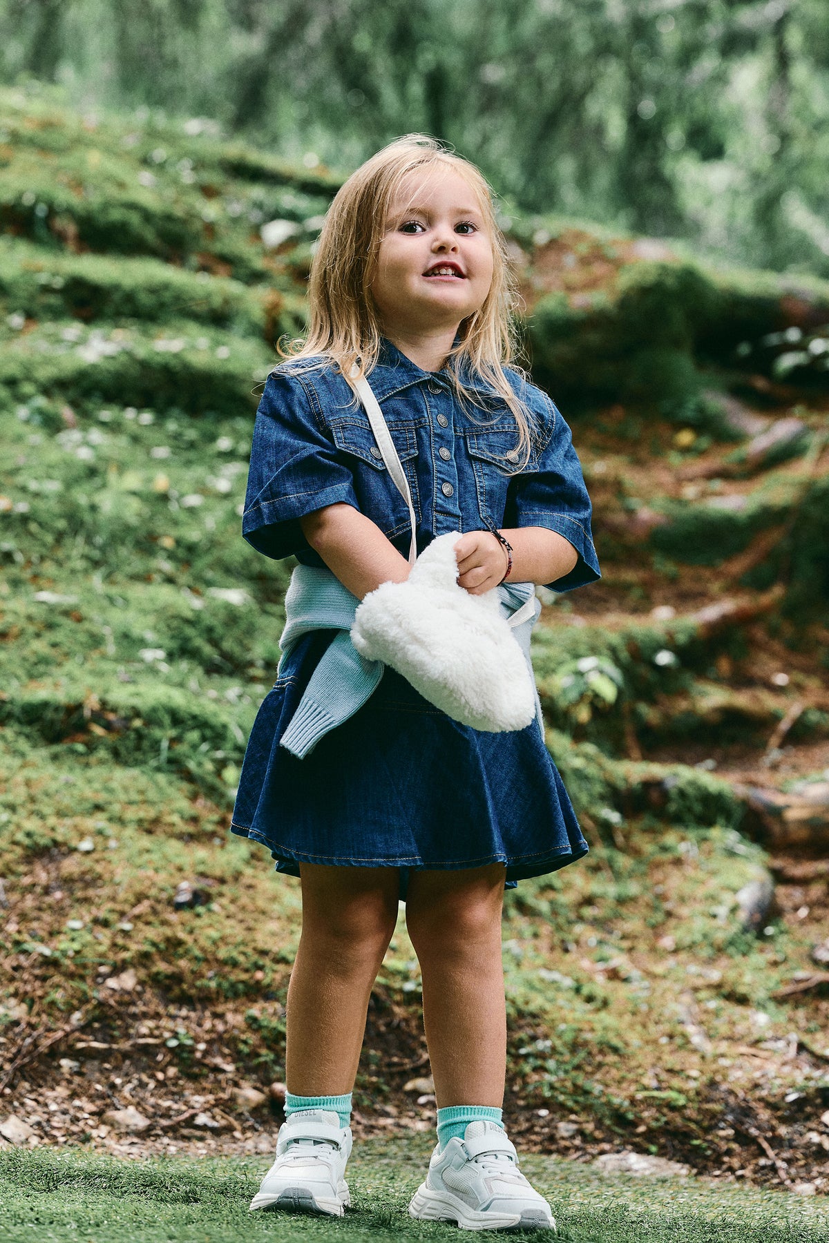Denim dress with logo