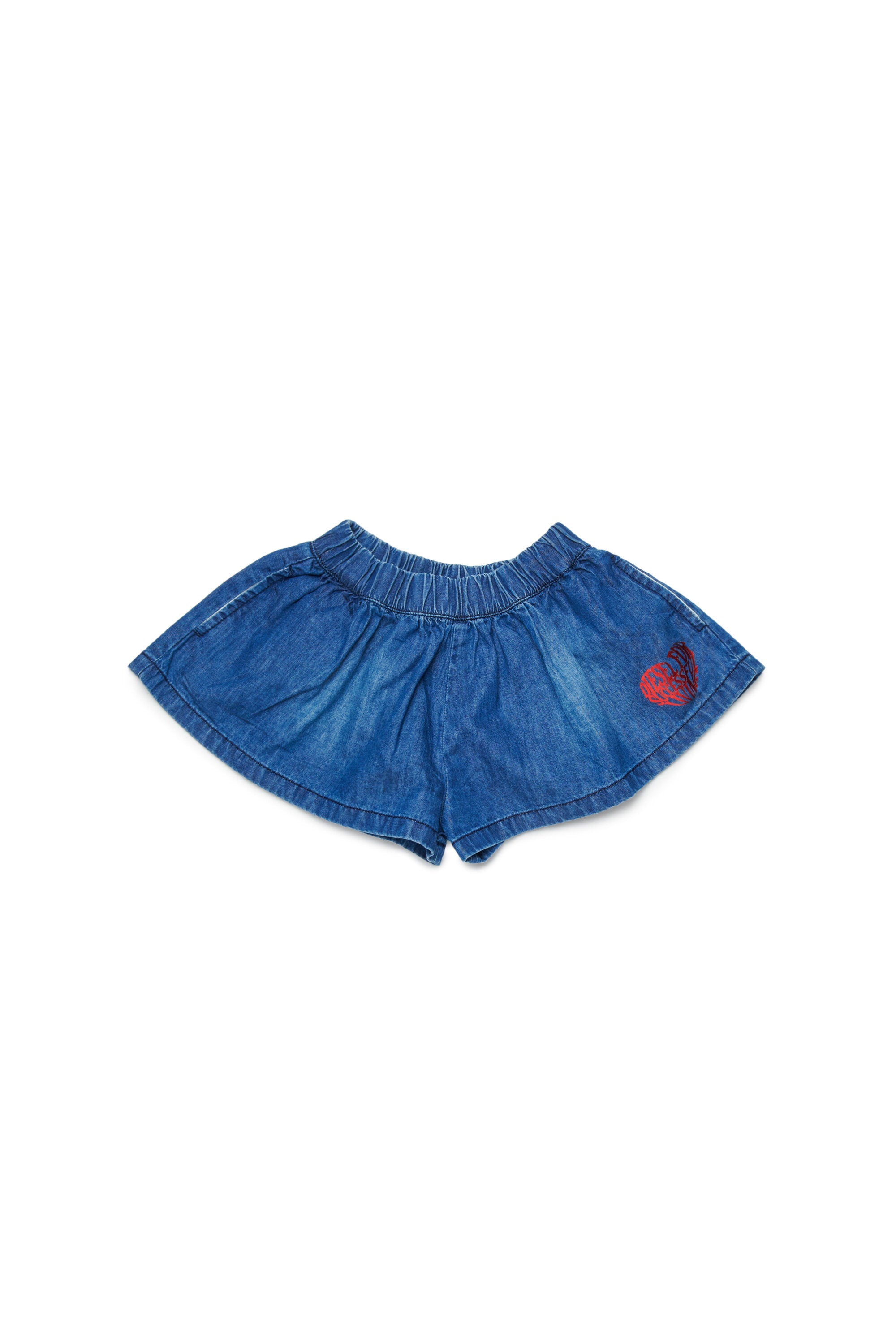 Denim shorts with printed logo