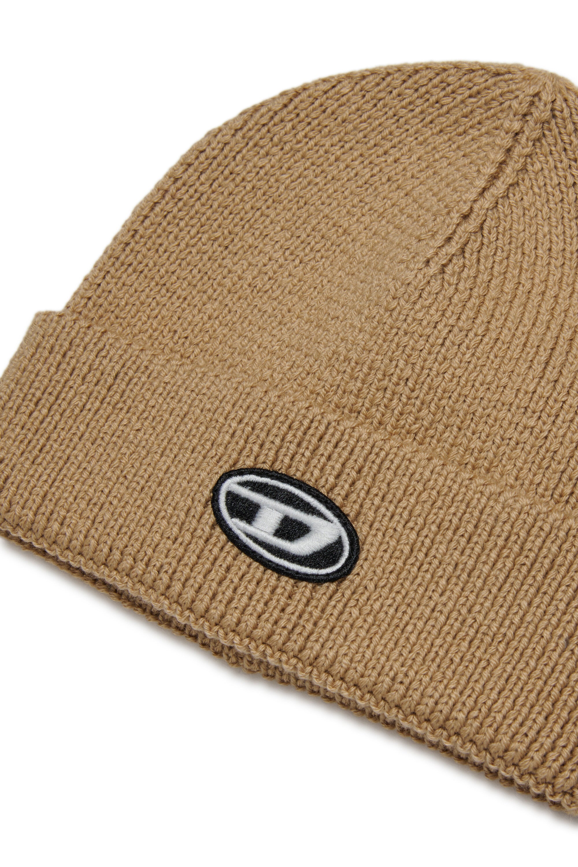 Wool-blend beanie with patch Oval D
