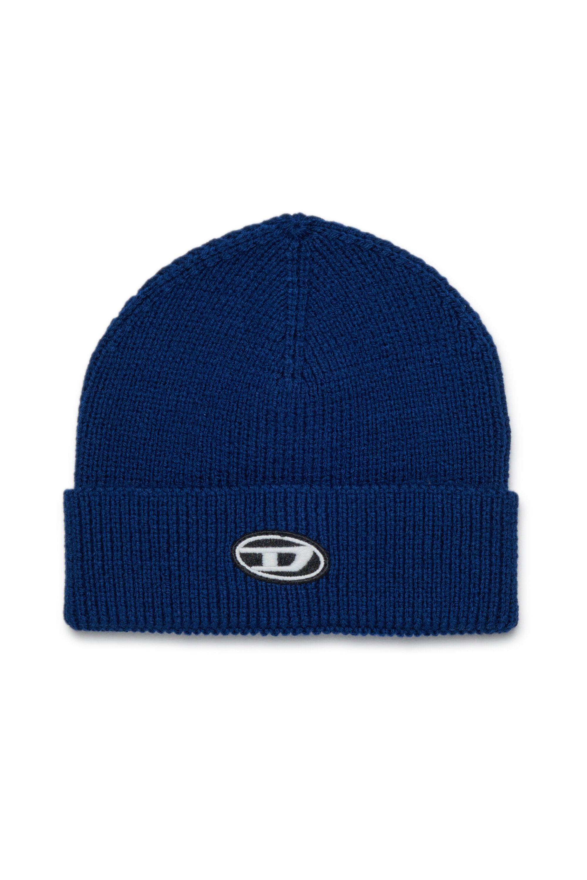 Wool-blend beanie with patch Oval D
