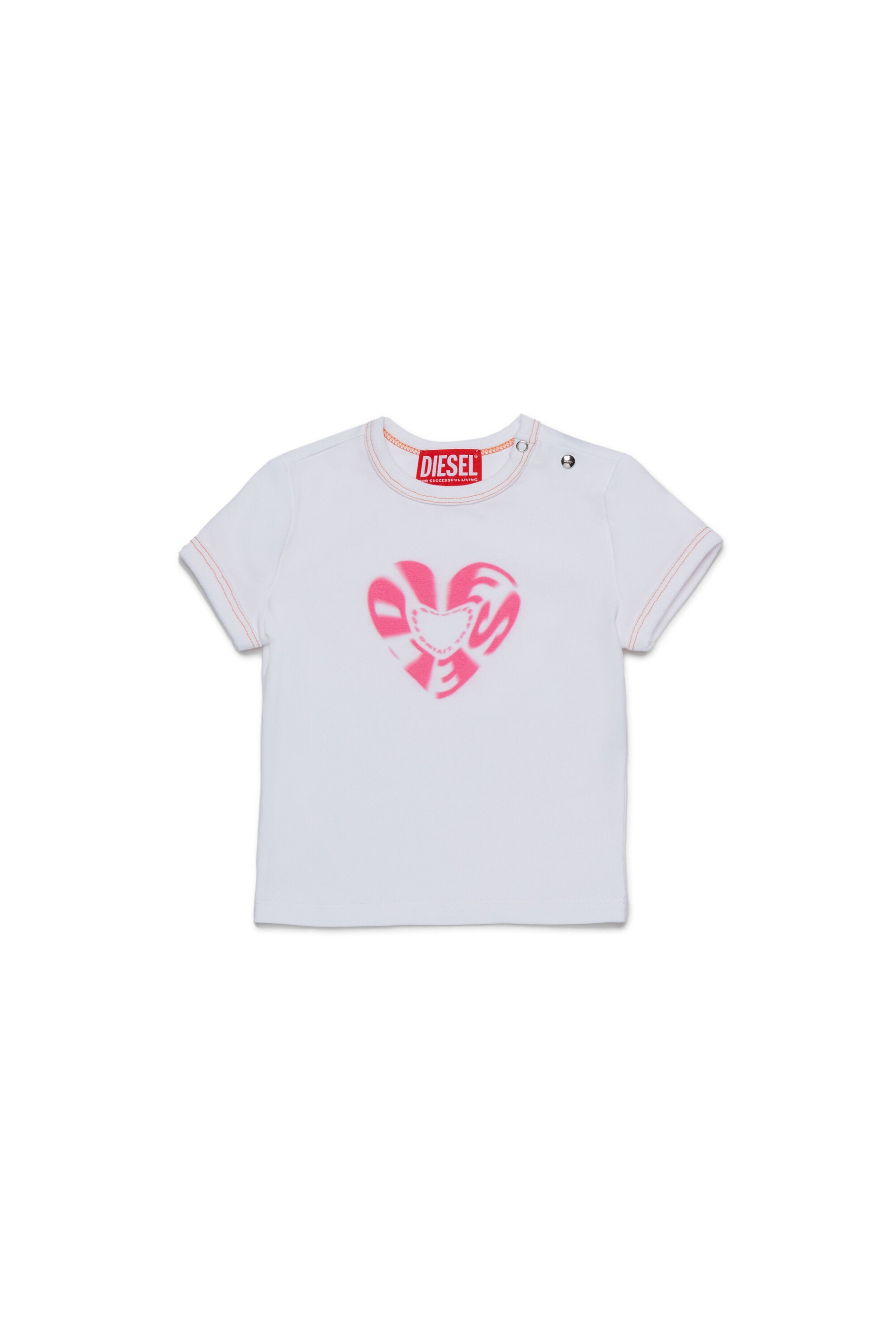 Diesel Heartグラフィックのストレッチジャージー素材Tシャツ