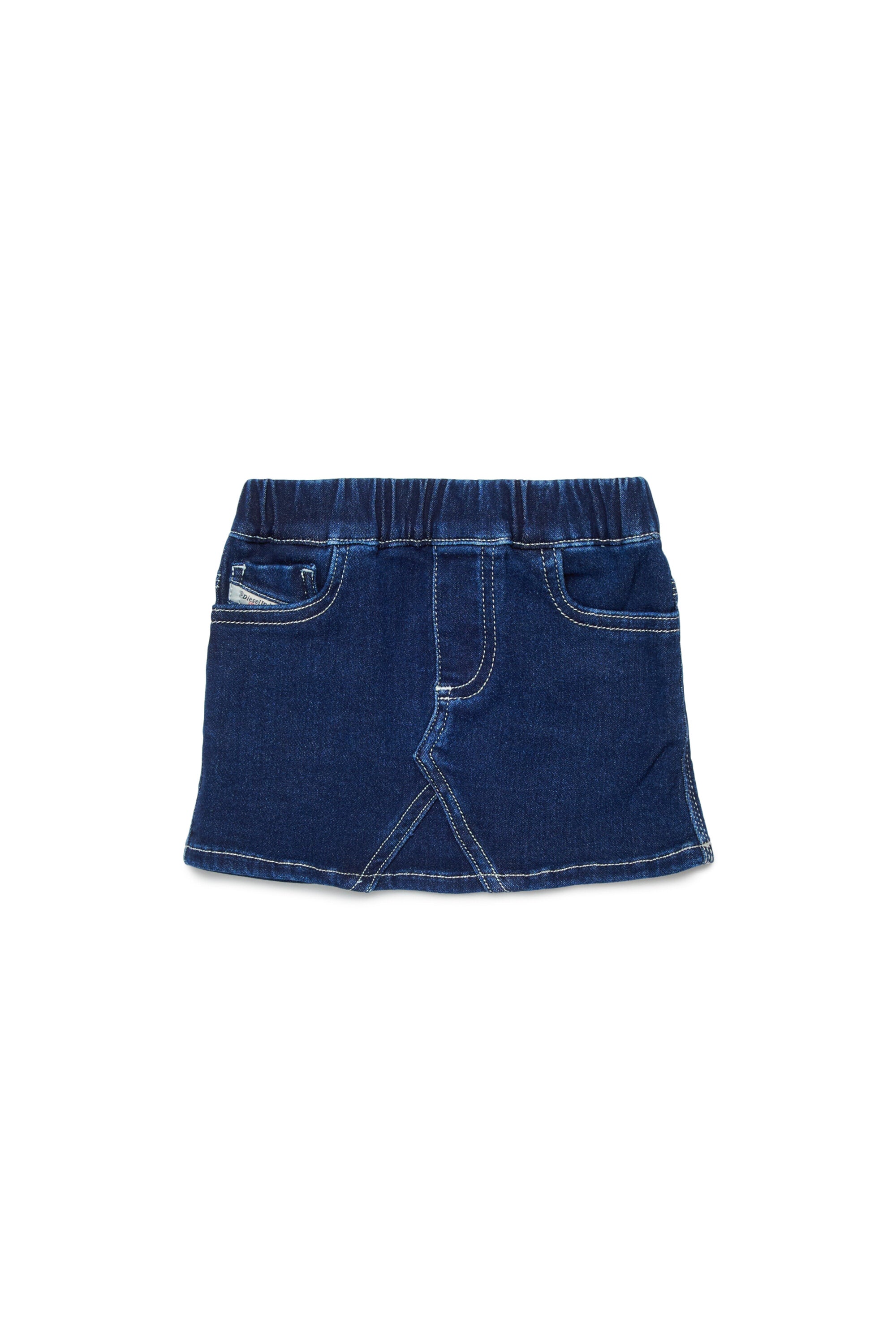 Denim skirt with logo