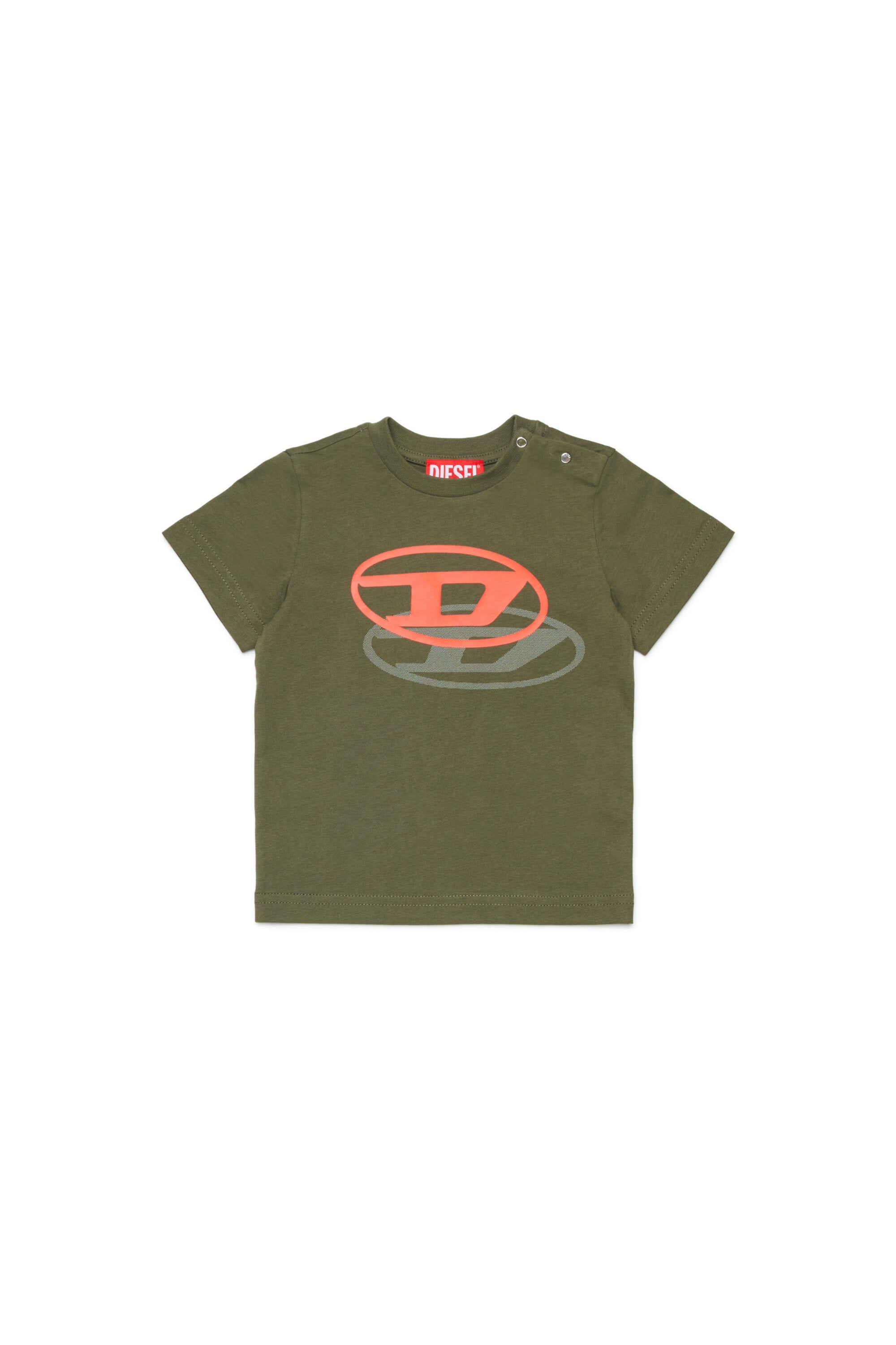 ダイナミックなオーバルDロゴ入りTシャツ