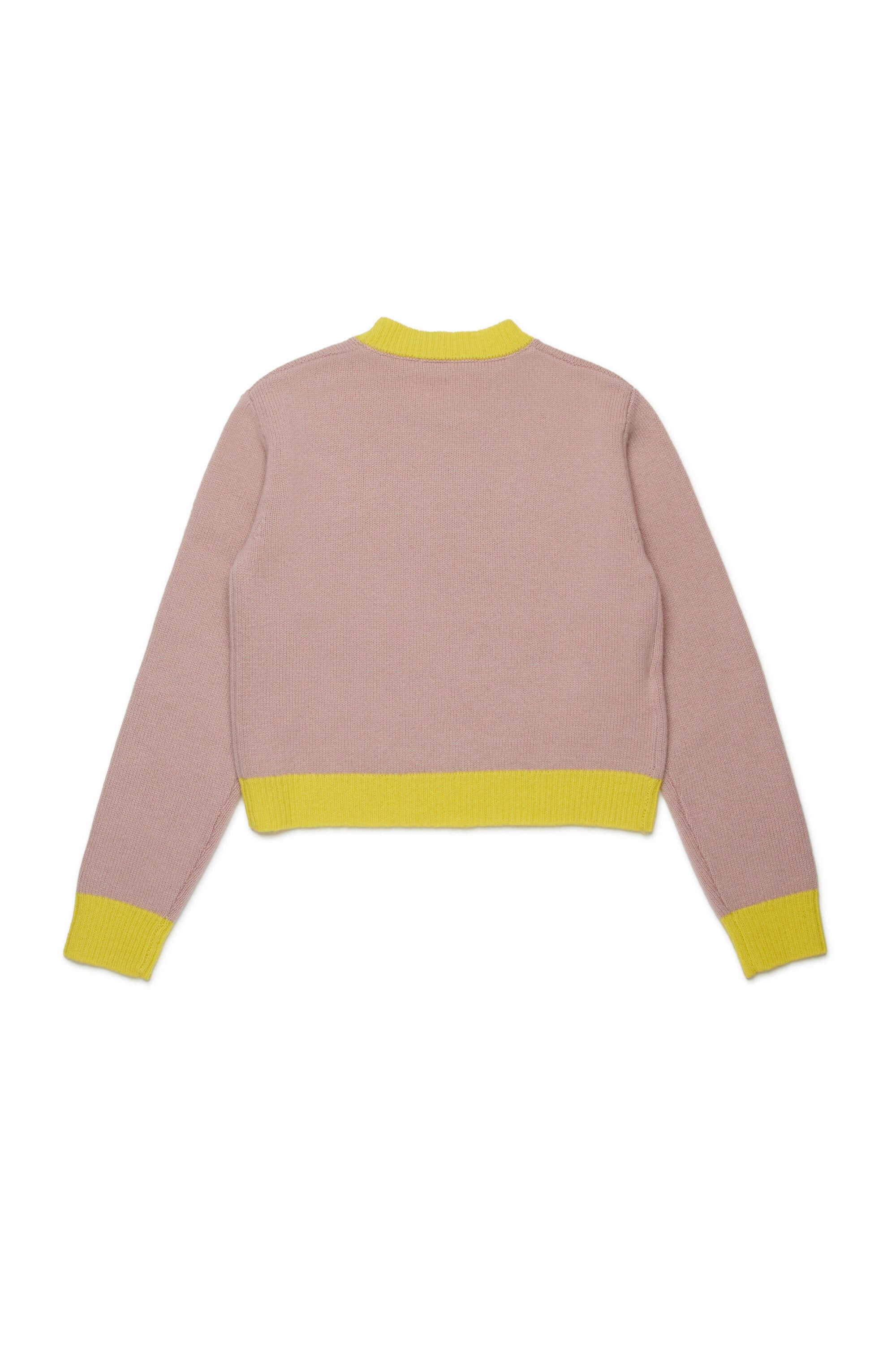 カラーブロック ウール・カシミア混クルーネックセーター