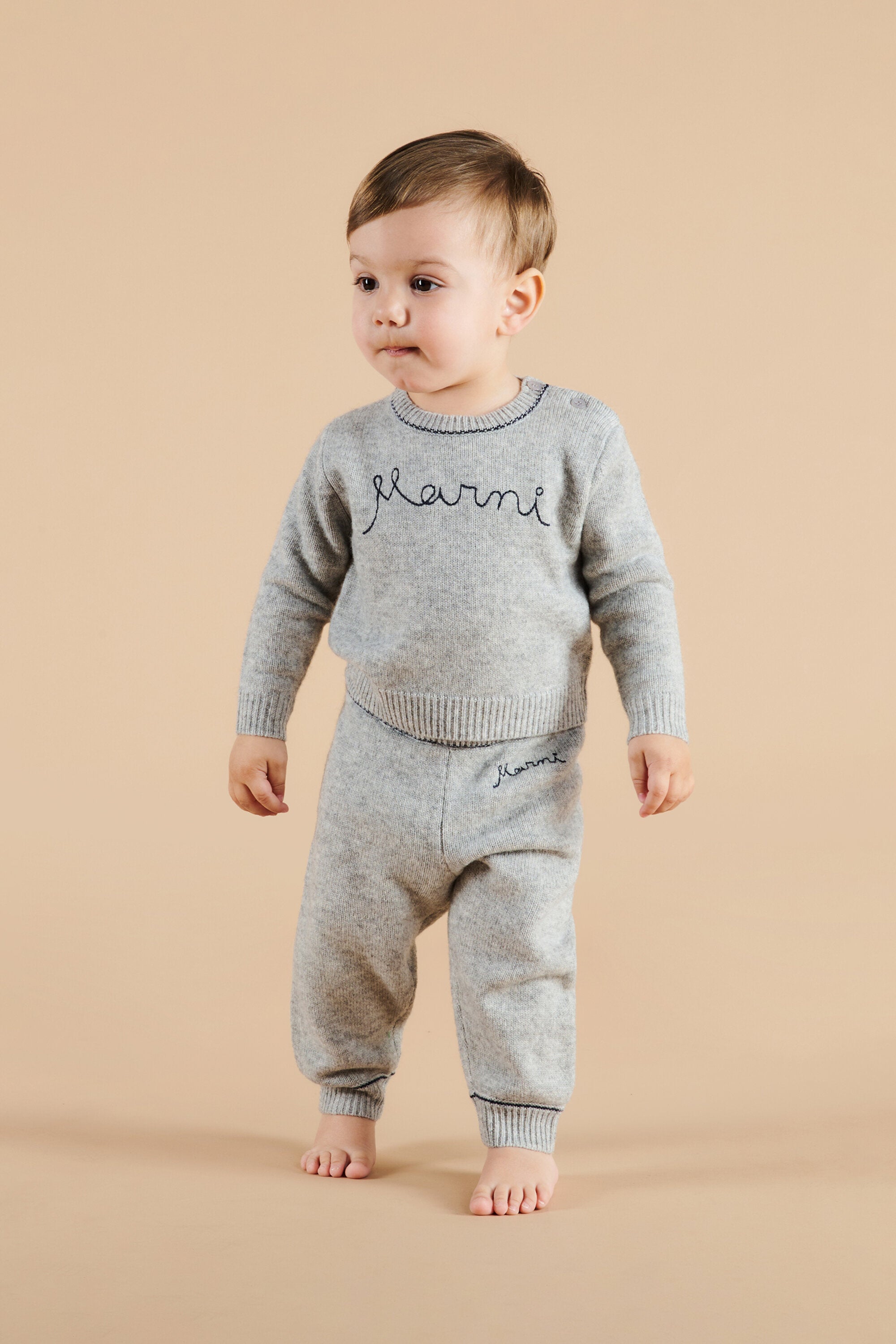 ロゴ入りウール混カシミヤジョガーパンツ