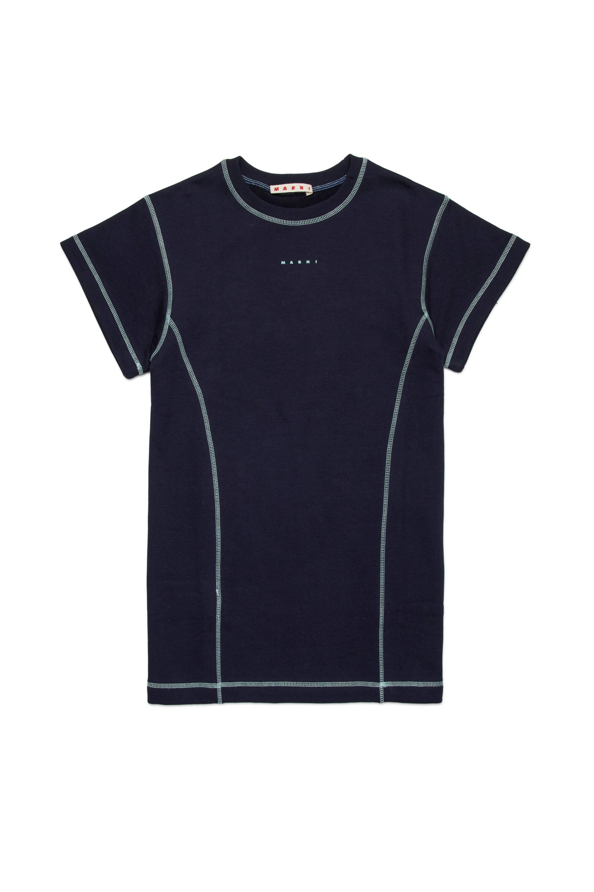 コントラストカラーのシームが施されたフリースドレス