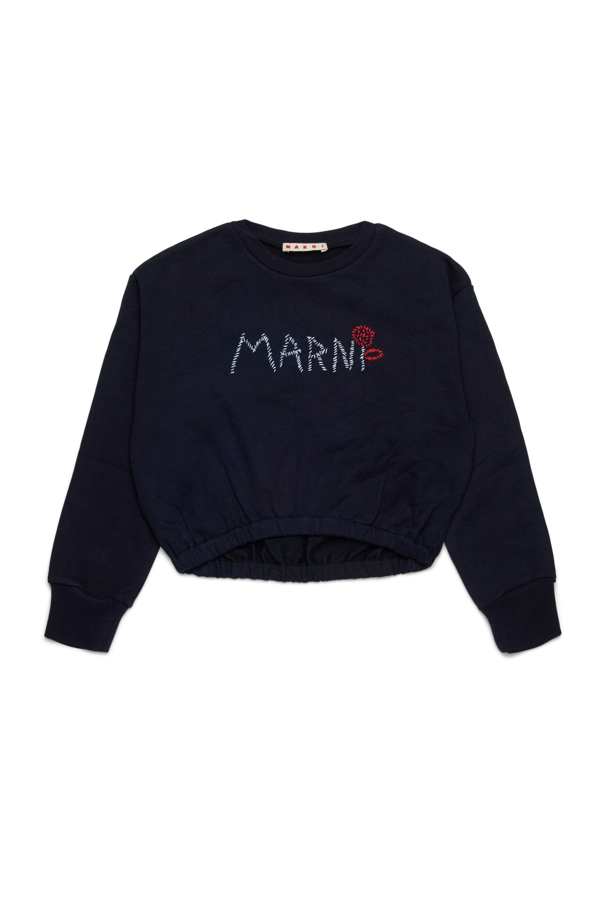Marni Flower ブランドクルーネッククロップドスウェットシャツ