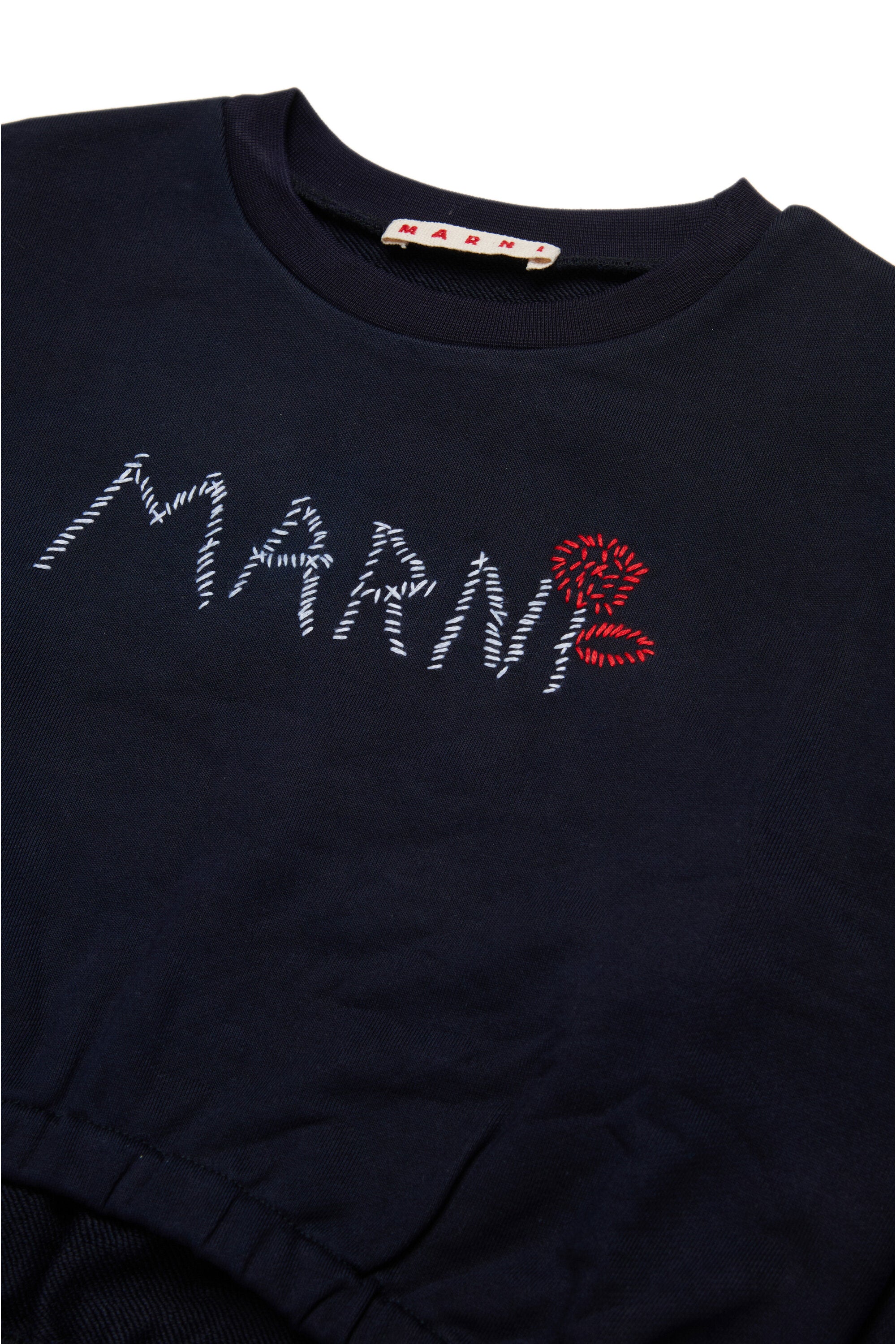 Marni Flower ブランドクルーネッククロップドスウェットシャツ