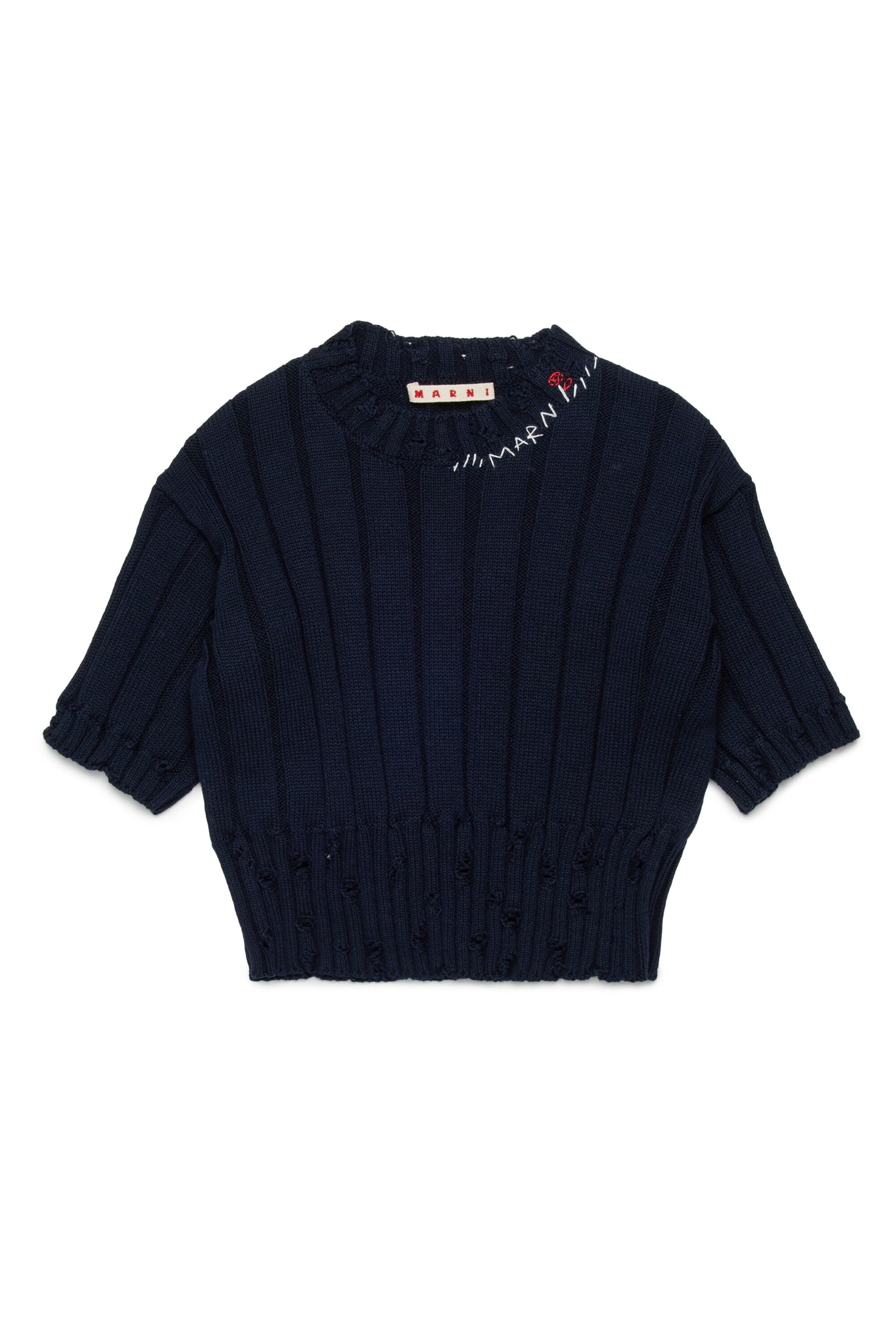 リブ編みのリブ付きトップス