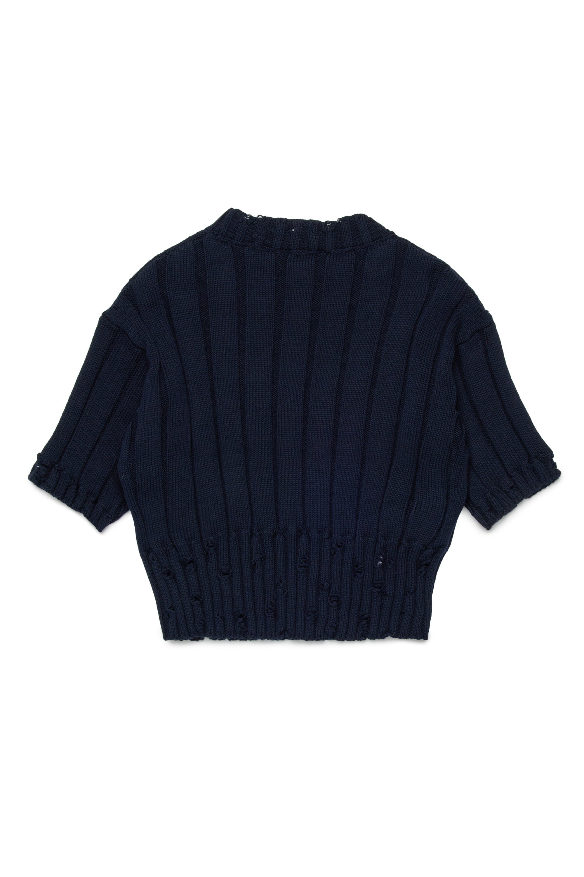 リブ編みのリブ付きトップス