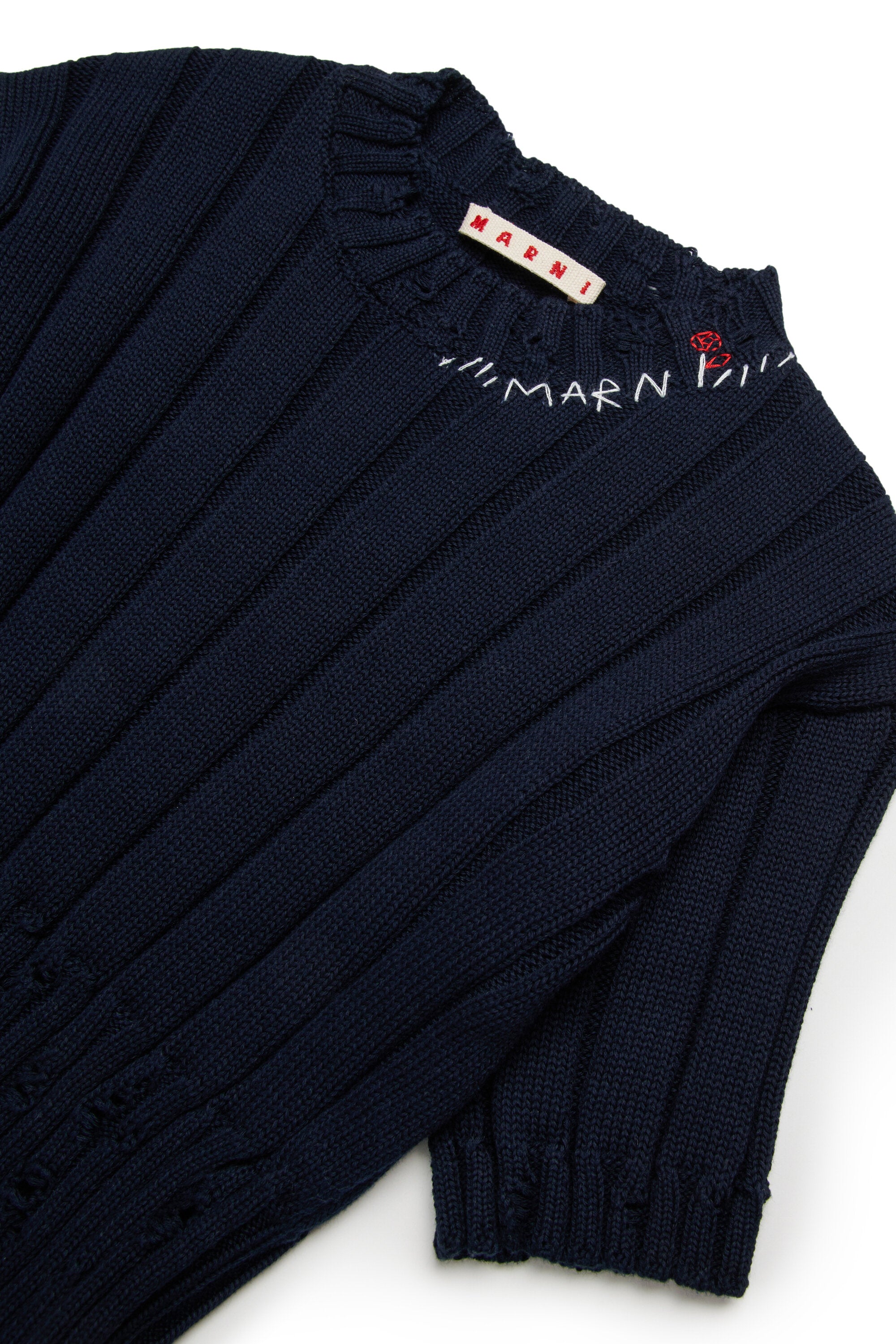 リブ編みのリブ付きトップス