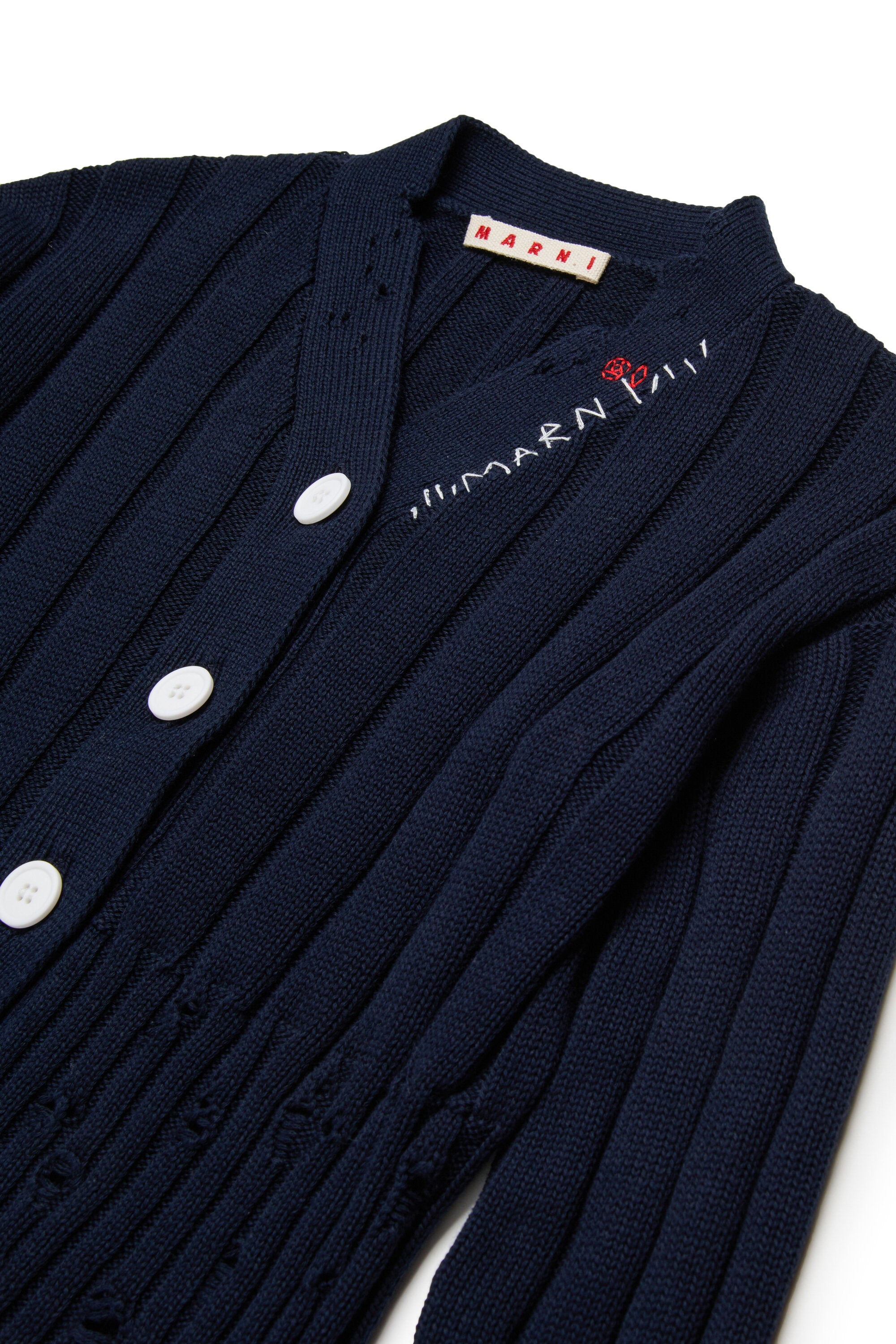 リブ編みのカーディガン