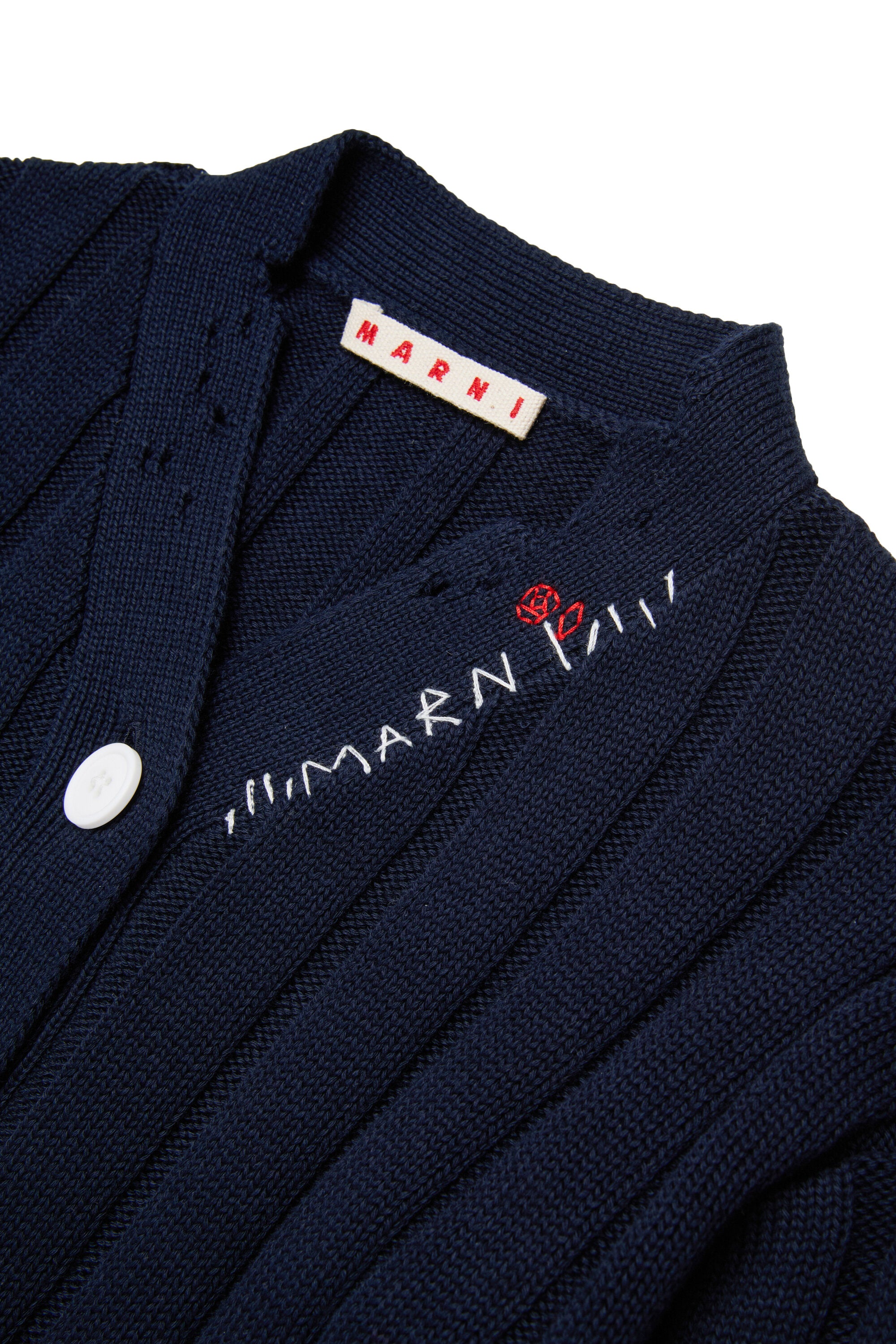 リブ編みのカーディガン