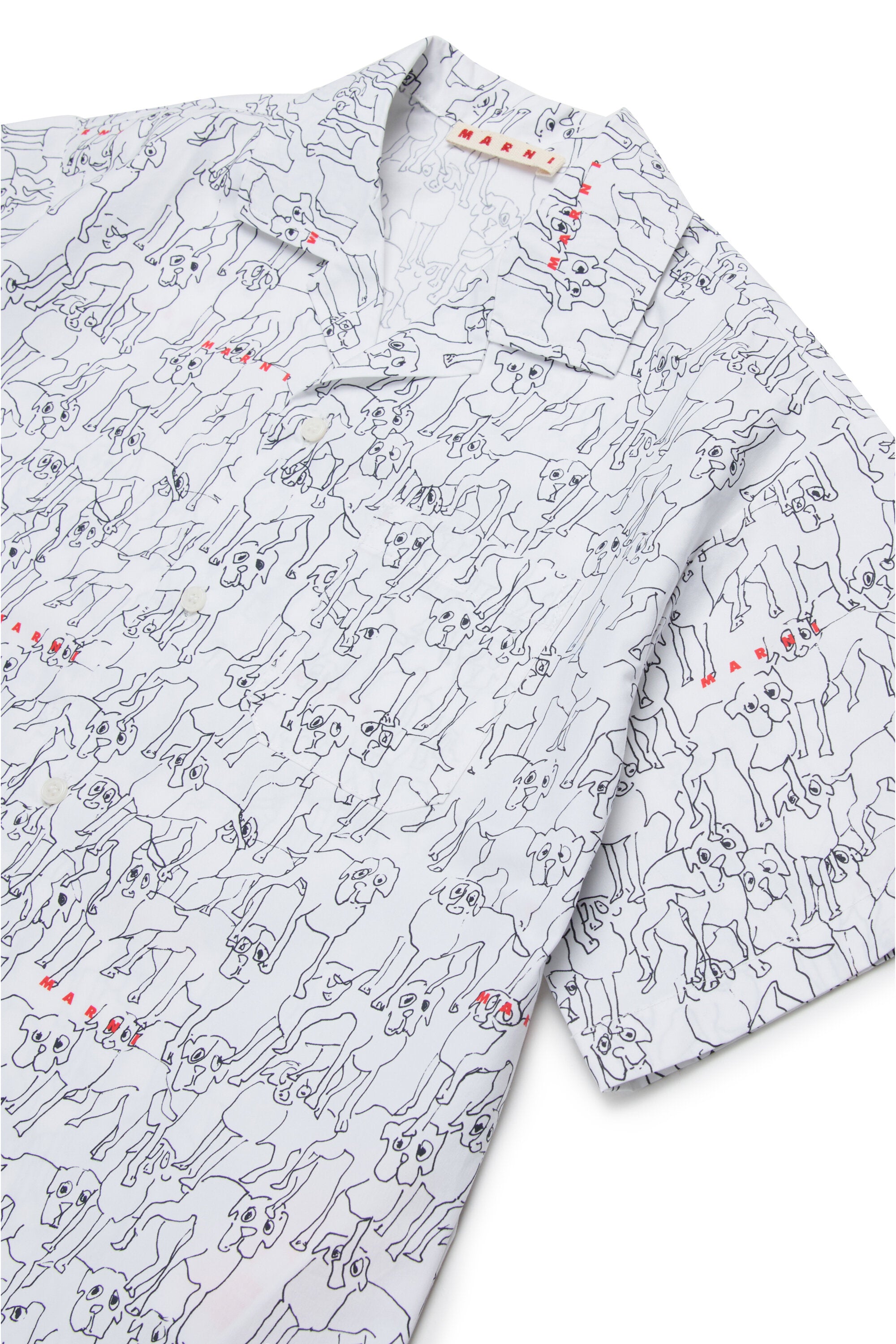 オールオーバーのポプリンJoyを使用したボウリングシャツ。