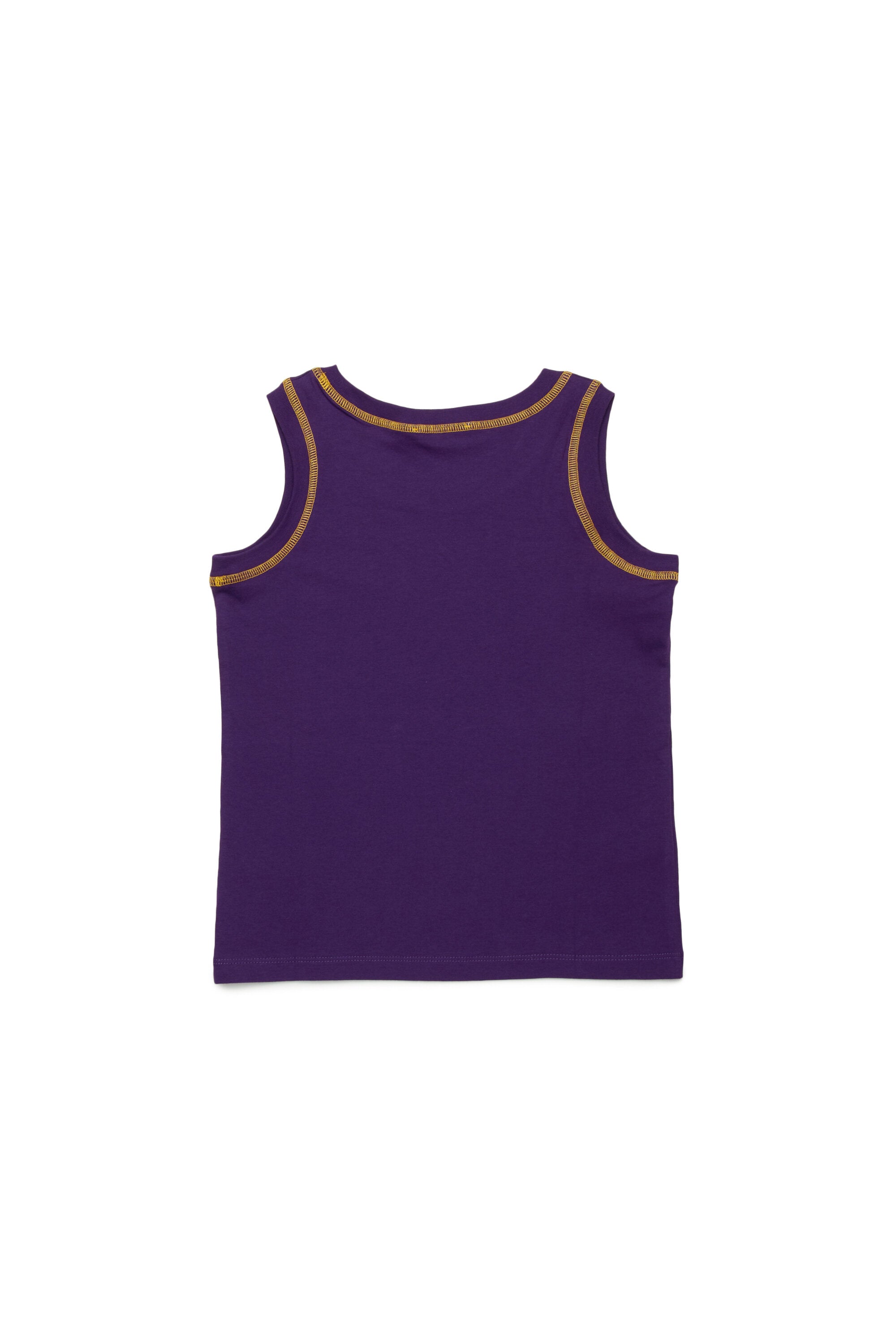 コントラストカラーのシームが施されたノースリーブTシャツ