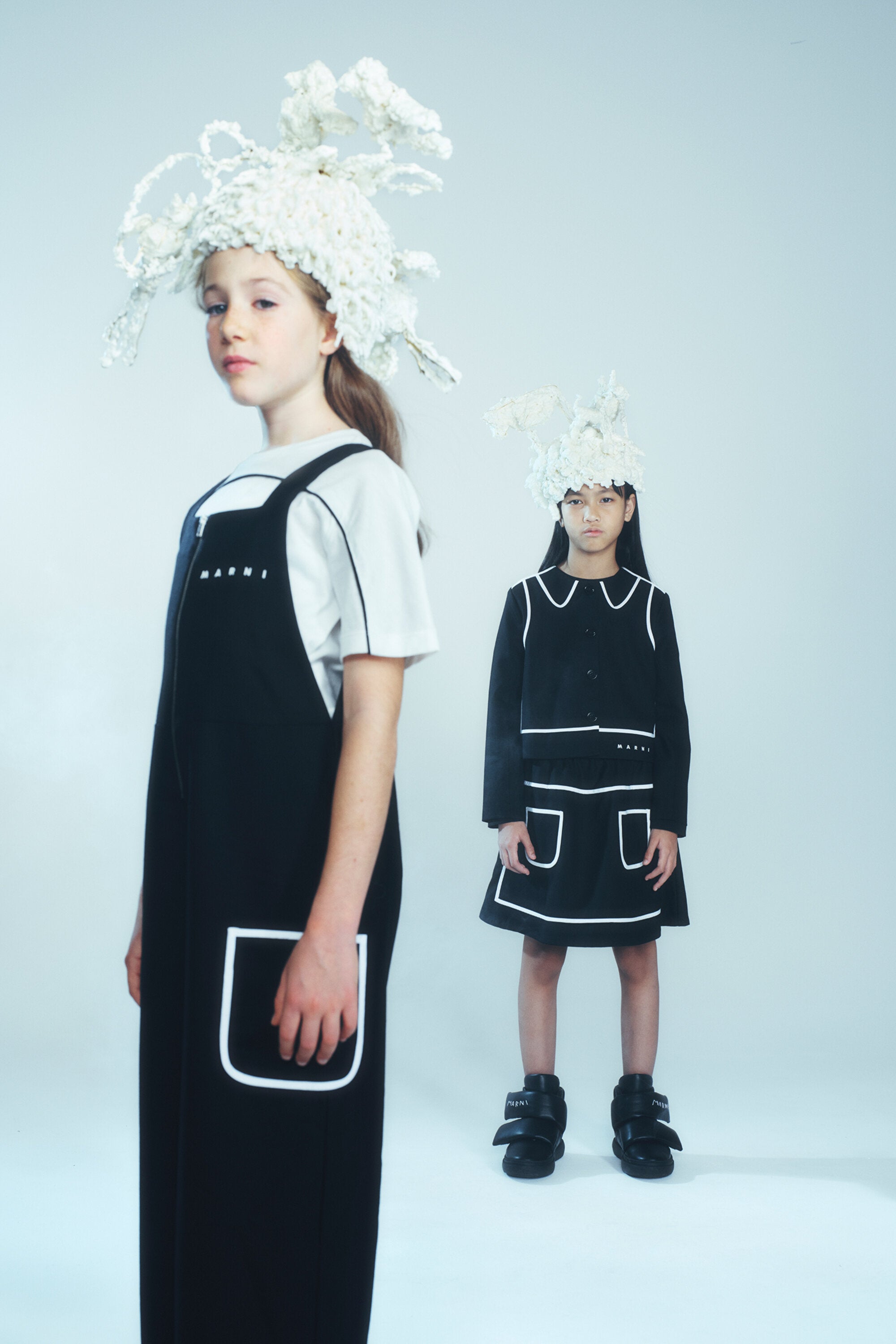 コントラストが効いたディテールのフランネル・ダンガリーシャツ