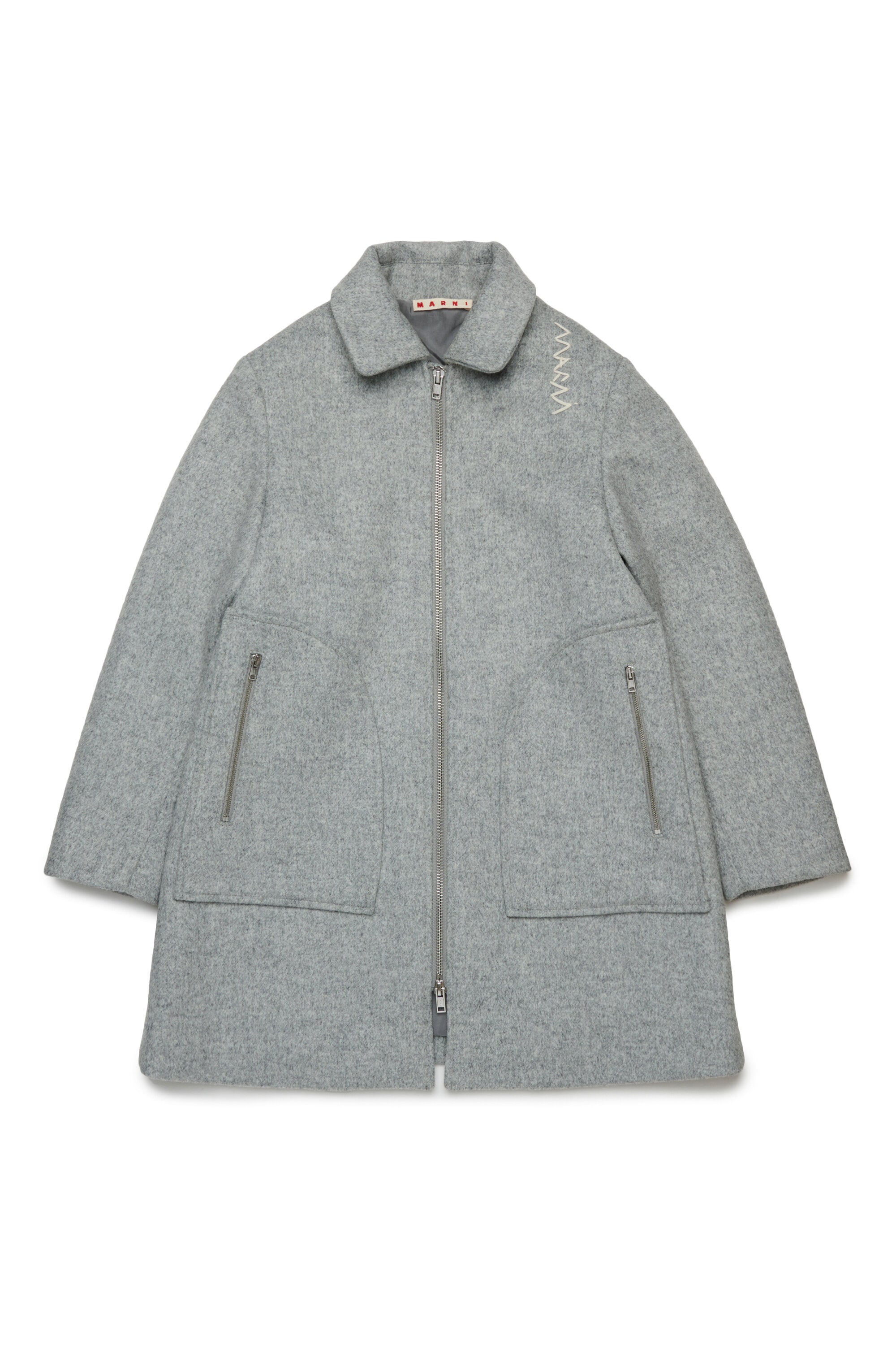 ロゴ入り布製ロングコート