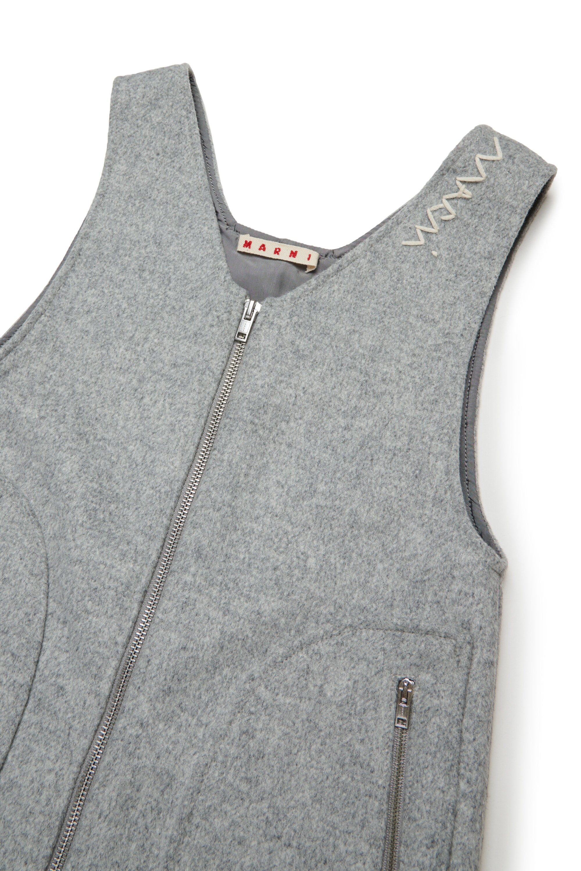 Wool-blend cloth mini sleeveless dress