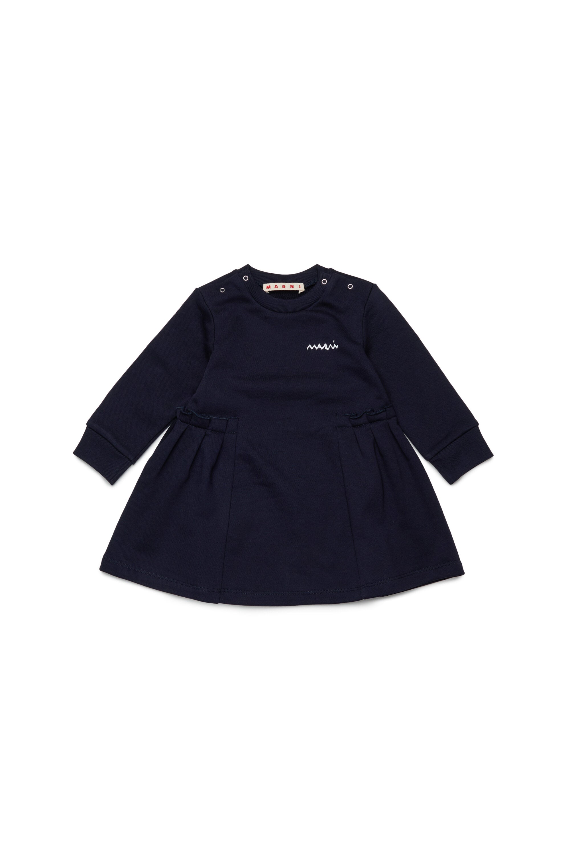 フラウンス付きフリース・ミディ・ドレス