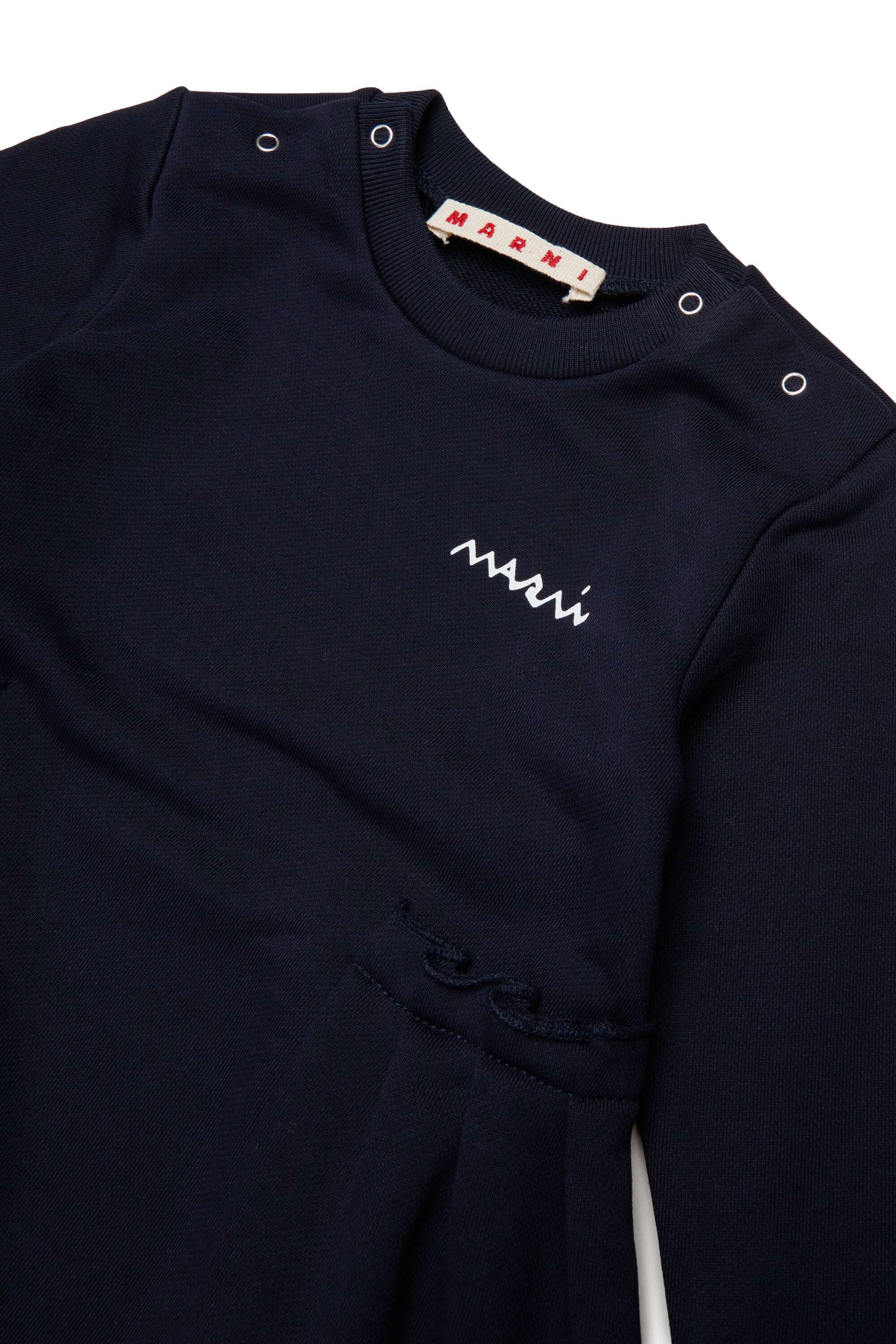 フラウンス付きフリース・ミディ・ドレス